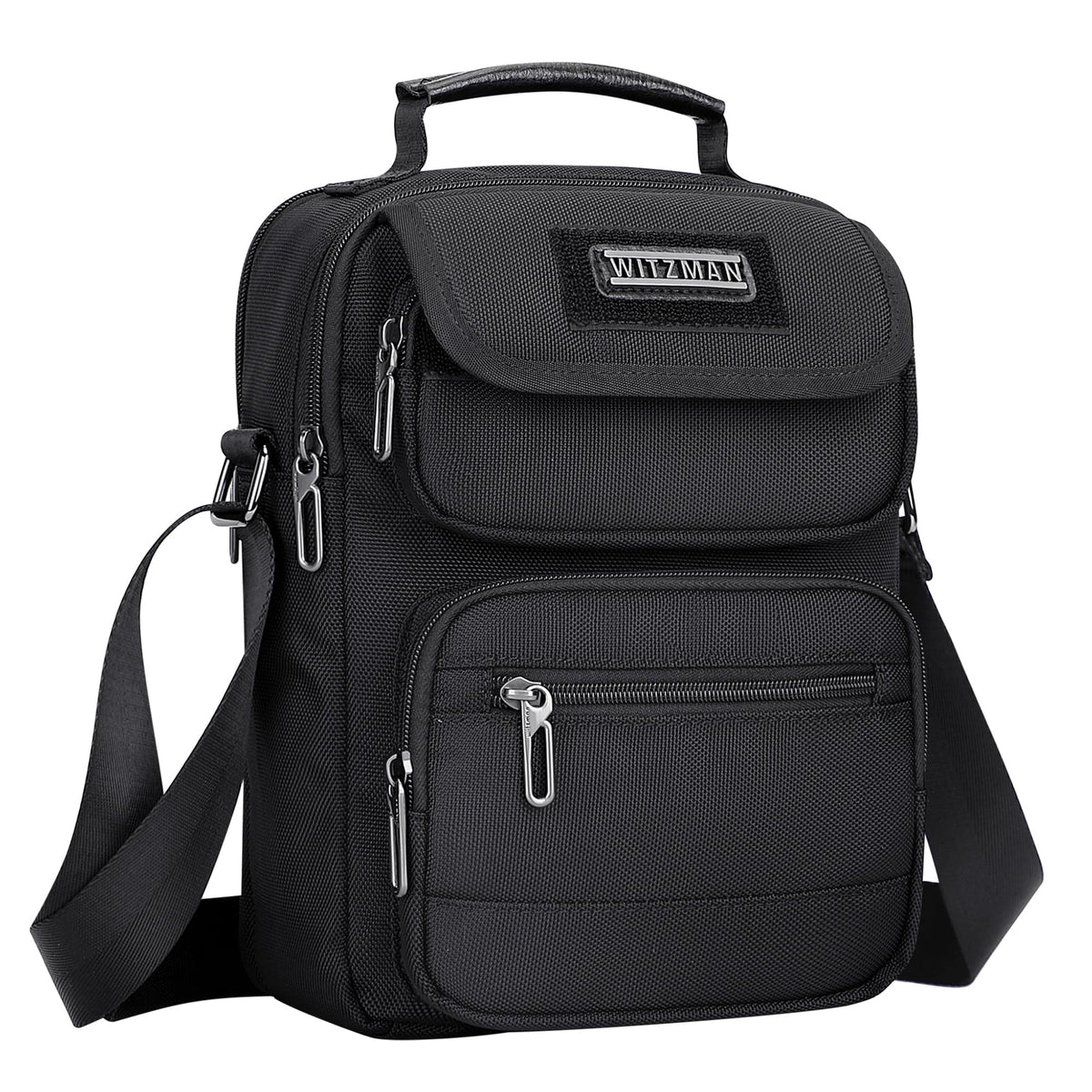 WITZMAN Crossbody Bag for Men Casual Shoulder Bag Lightweight Nylon Messenger Bag Small Man Purse for Work Travel(B710 Black)