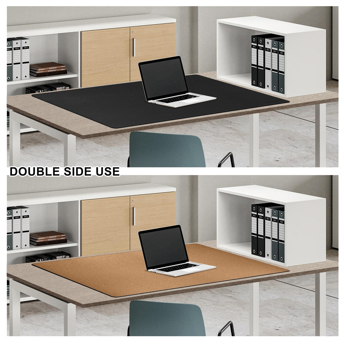 MAIDERN 40” x 24” Leather Desk Mat XL, Large Desk Pad, Reversible Cork & Leather Large Mouse pad for Desk, Waterproof Computer Desk Mat for Gaming Home Office (Black) …