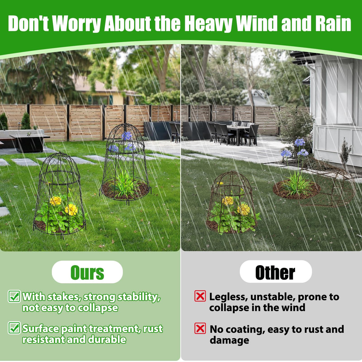 Phoncoo 6 Pack Garden Cloches for Plants, Sturdy Plant Protectors from Animals, Chicken Wire Cage for Garden Cages to Keep Bunnies Chicken Squirrels Birds Animals Out