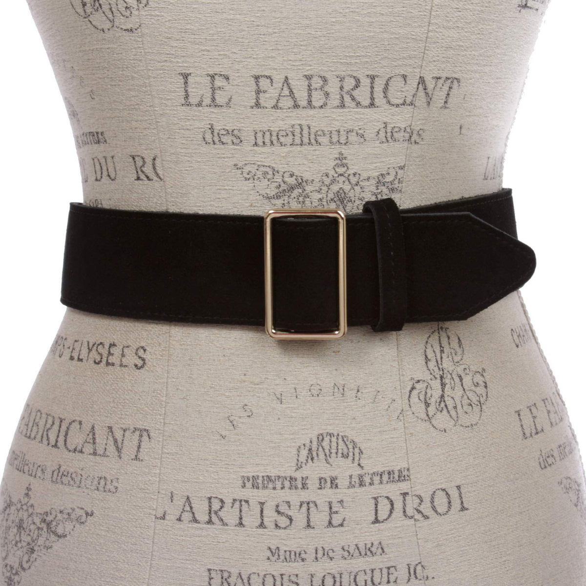 Beltiscool Women's 2" Wide High Waist Pull-Through Prong-less No Holes Plain Suede Dress Belt, Black | s/m 29"~32"