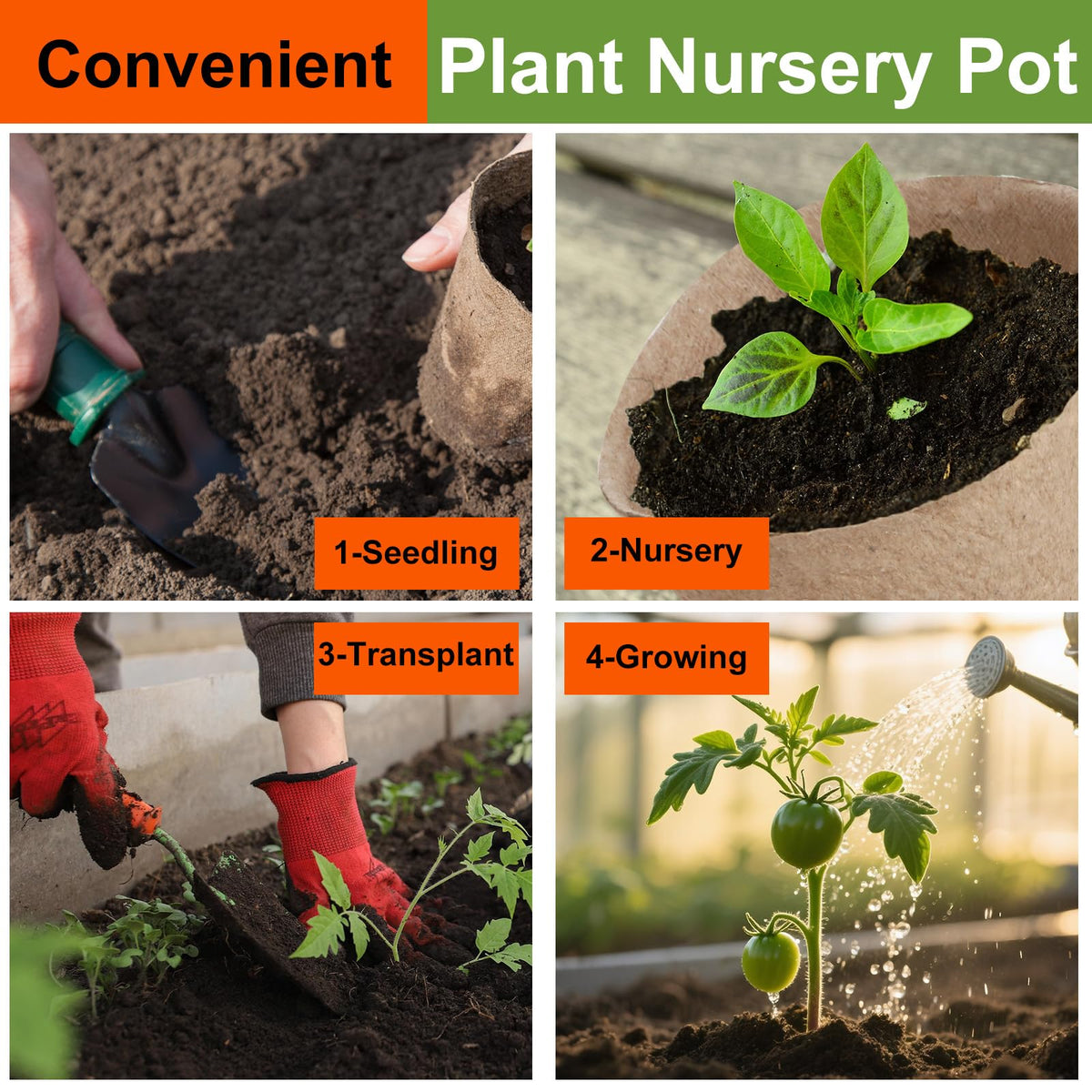 130 Pack Organic Peat Pots, 4 Inch Plant Starter Round Nursery Pot with Drainage Holes, Seedling Nursery Box, Seed Starting Tray, Bulk Garden Germination Paper Pulp Container with 130 Plant Labels
