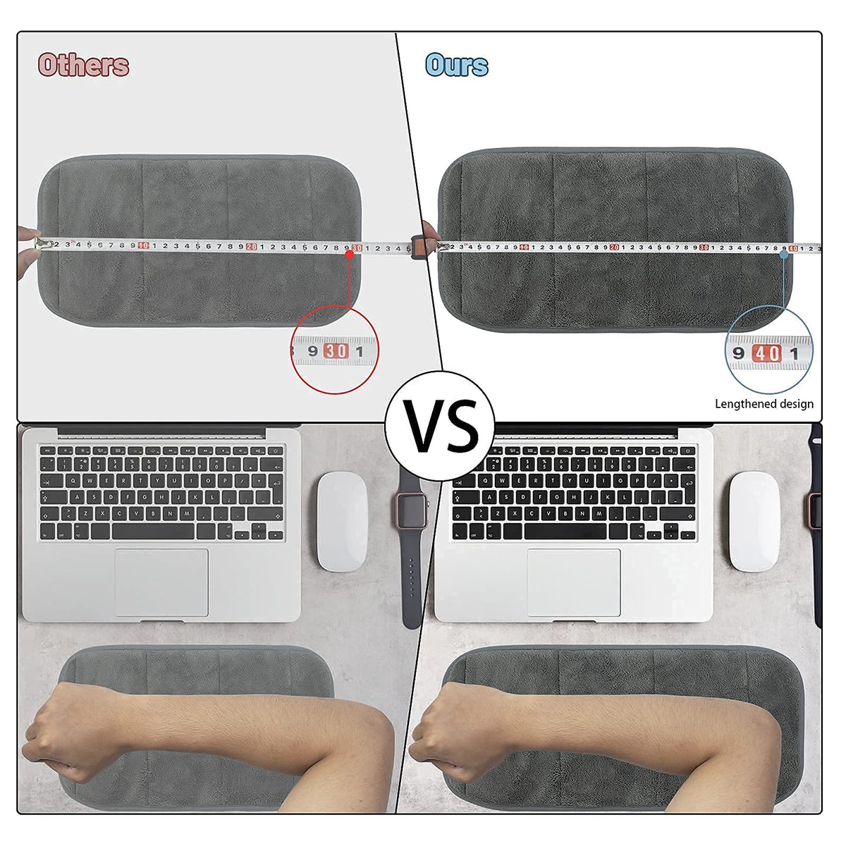 2 Sets Upgrade Computer Wrist Elbow Pad, DILIBRA Portable Memory Foam Arm Wrist Rest Pillow, Soft and Anti-Slip Wrist Support Mat for Keyboard Desktop Office Gaming - Alleviate Elbow Pain
