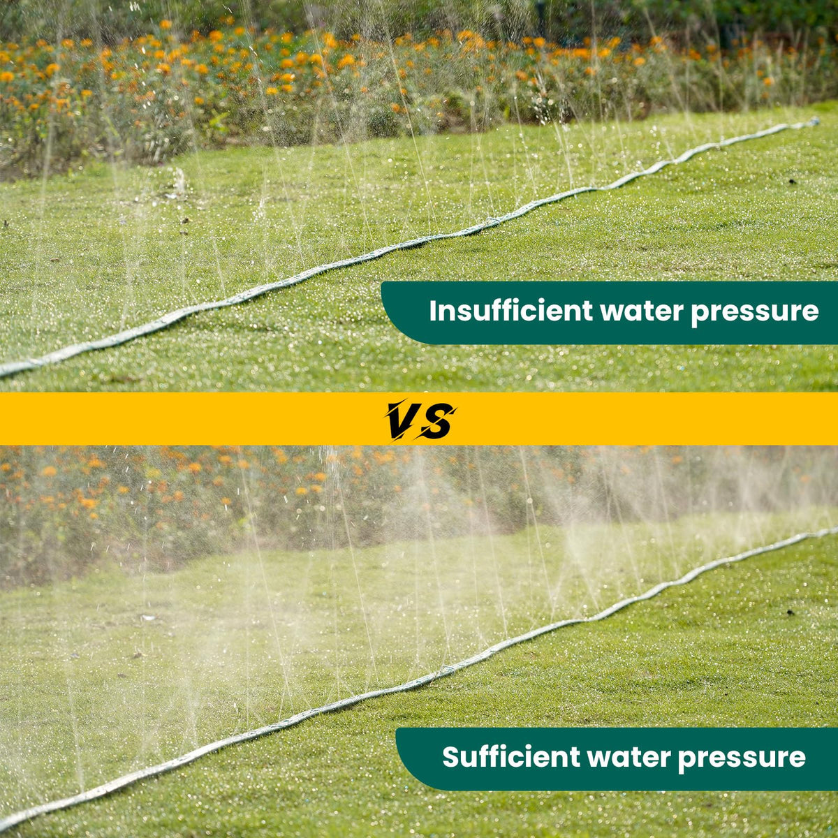 DXront Sprinkler Soaker Hose 25ft 2Pack for Garden Lawn, Watering Pipe with Holes, High-Efficiency Water-Saving Garden Irrigation System, Drip Hose Sprinkler