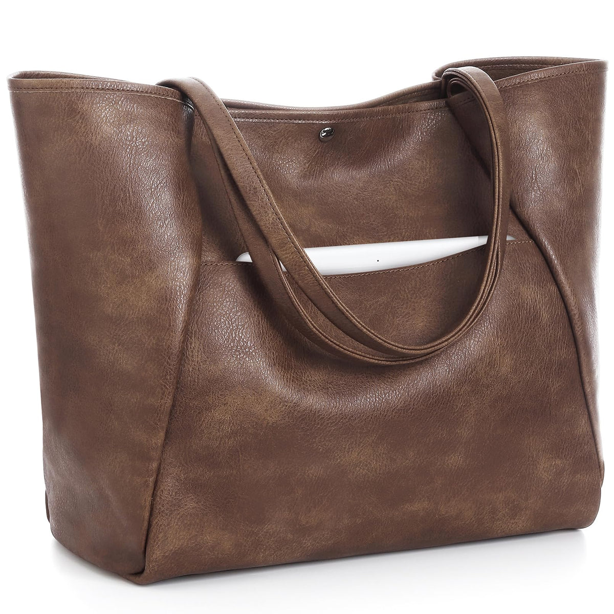 Large Tote Bag for Women Work 25L Travel Vegan Leather Ladies Handbags Weekender Purses Dark Brown