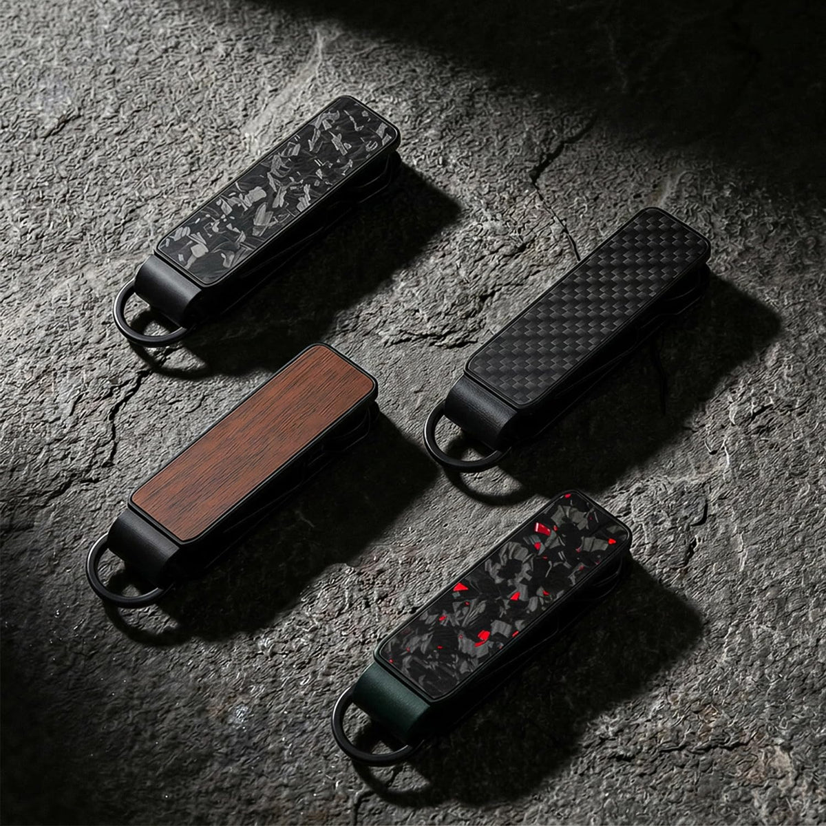 CAXGEK Metallic Key Organizer - Aluminum Forge Carbon Fiber Key Organizer holder, Minimalist Innovative Keychain.