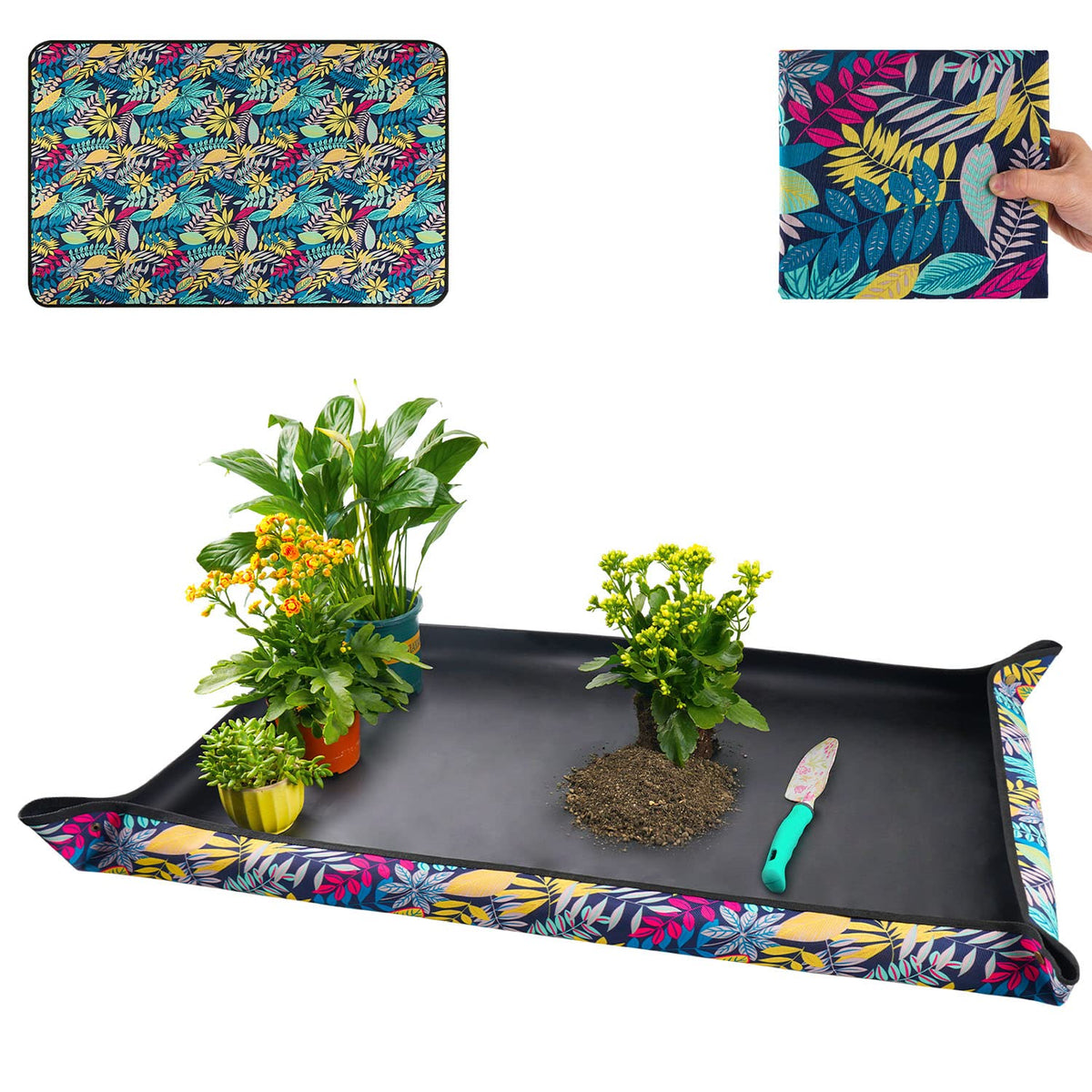 Extra Large Repotting Mat for Indoor Plants Transplanting and Dirt Control, Foldable Waterproof Succulent Potting Mat, Gardening Gifts for Plant Lovers (43.5"x29.5")