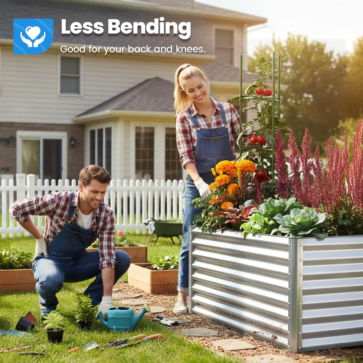 Quictent Galvanized Raised Garden Bed 8x4x2 Ft Tall Metal Planter Box for Vegetables Outdoor Bottomless for Backyard, 2 Tomato Cages Included, 22.04" Deep (Silver)