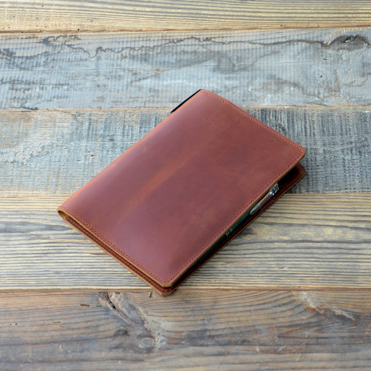 JJNUSA Leather Cover Compatible With Tops The Legal Pad Writing Pads 5" x 8", Legal Rule, Notebooks Distressed Genuine A5 Leather Cover 5" x 8", Brown