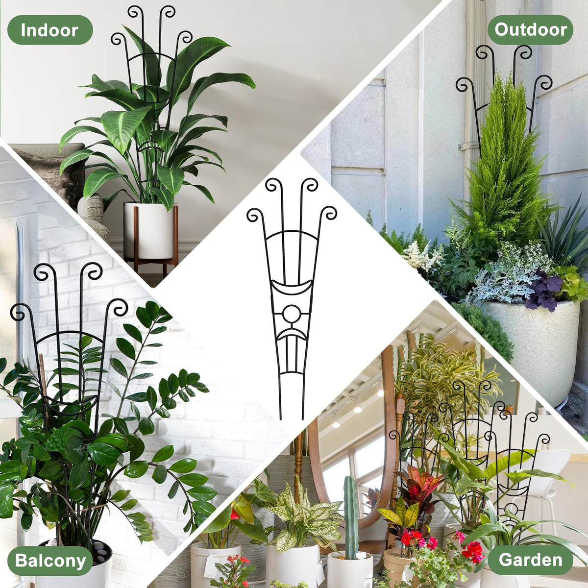 32.6in Monstera Plant Support Stakes for Indoor Plants, Metal Garden Plant Trellis for Climbing Plants, Pothos Vine Snake Climber Support，4p