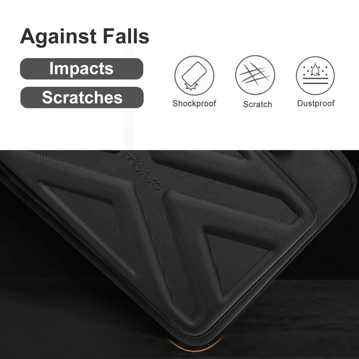 MOSISO 15.6-16 inch Laptop Hard Case, 15 inch Shockproof Waterproof Laptop Case Hard Shell Compatible with MacBook HP Dell, Carrying Sleeve Computer Bag with Sturdy Handle&Front Pocket&Belt, Black