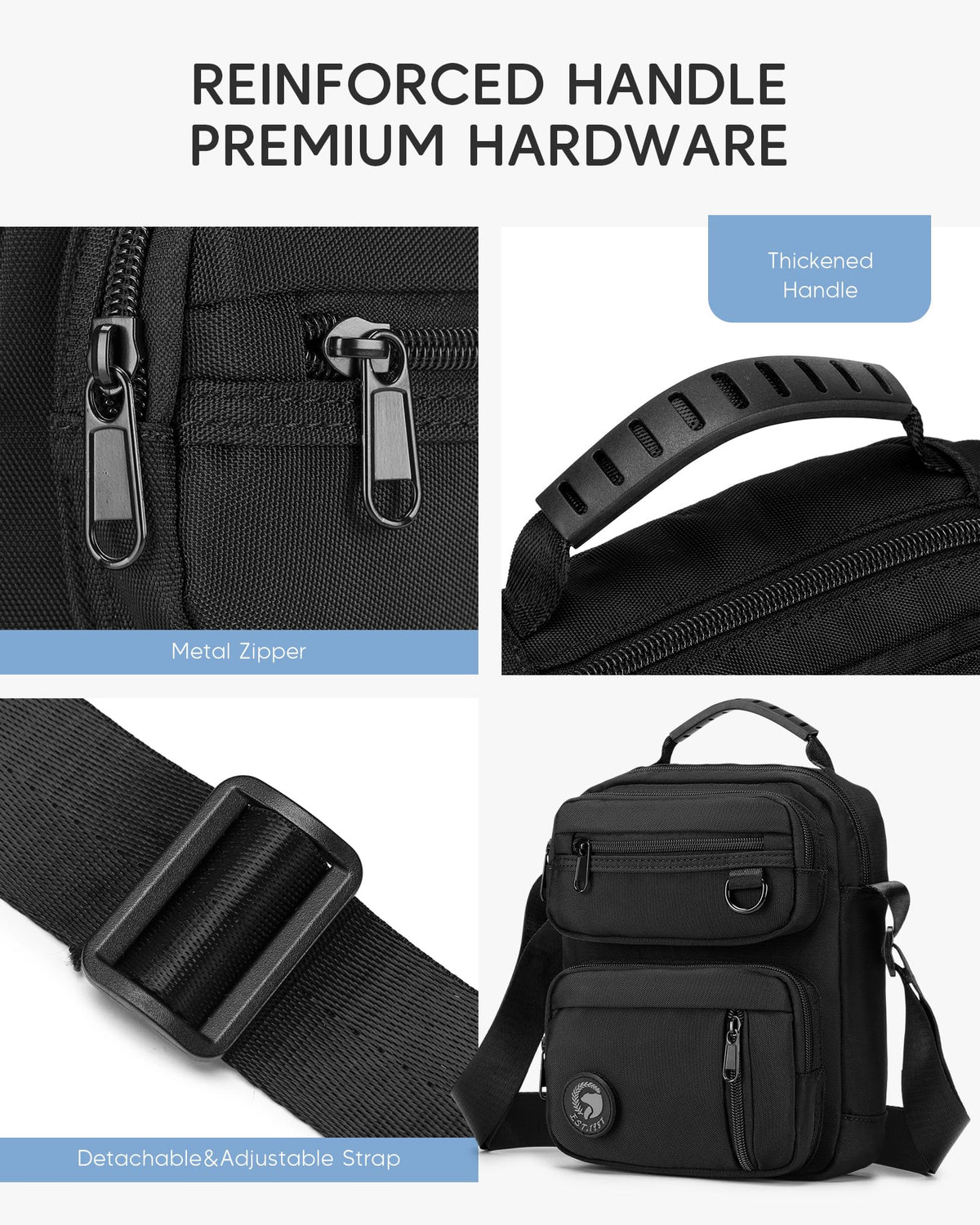 Nixjoro Men Purse for Crossbody Shoulder Satchel Messenger Bag for Father's Day Birthday Valentine Christmas Anniversary, Black