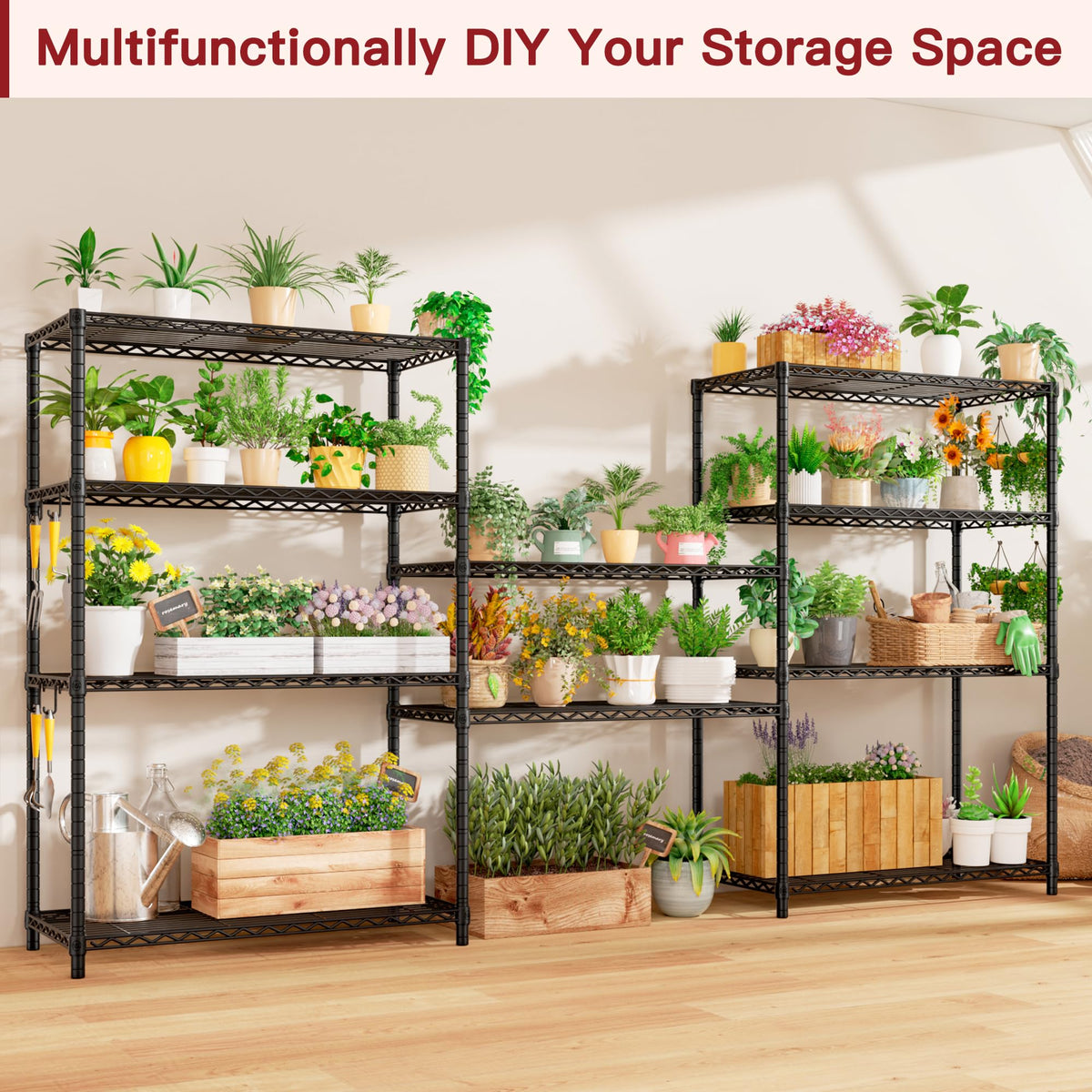 PrimeZone Wire Metal Storage Shelves - 5 Tier Adjustable NSF-Certified Heavy Duty Garage Shelving Unit Organizer Rack, Steel Utility Shelf for Kitchen, Pantry, Closet, 35.5" W x 14" D x 72" H, Black