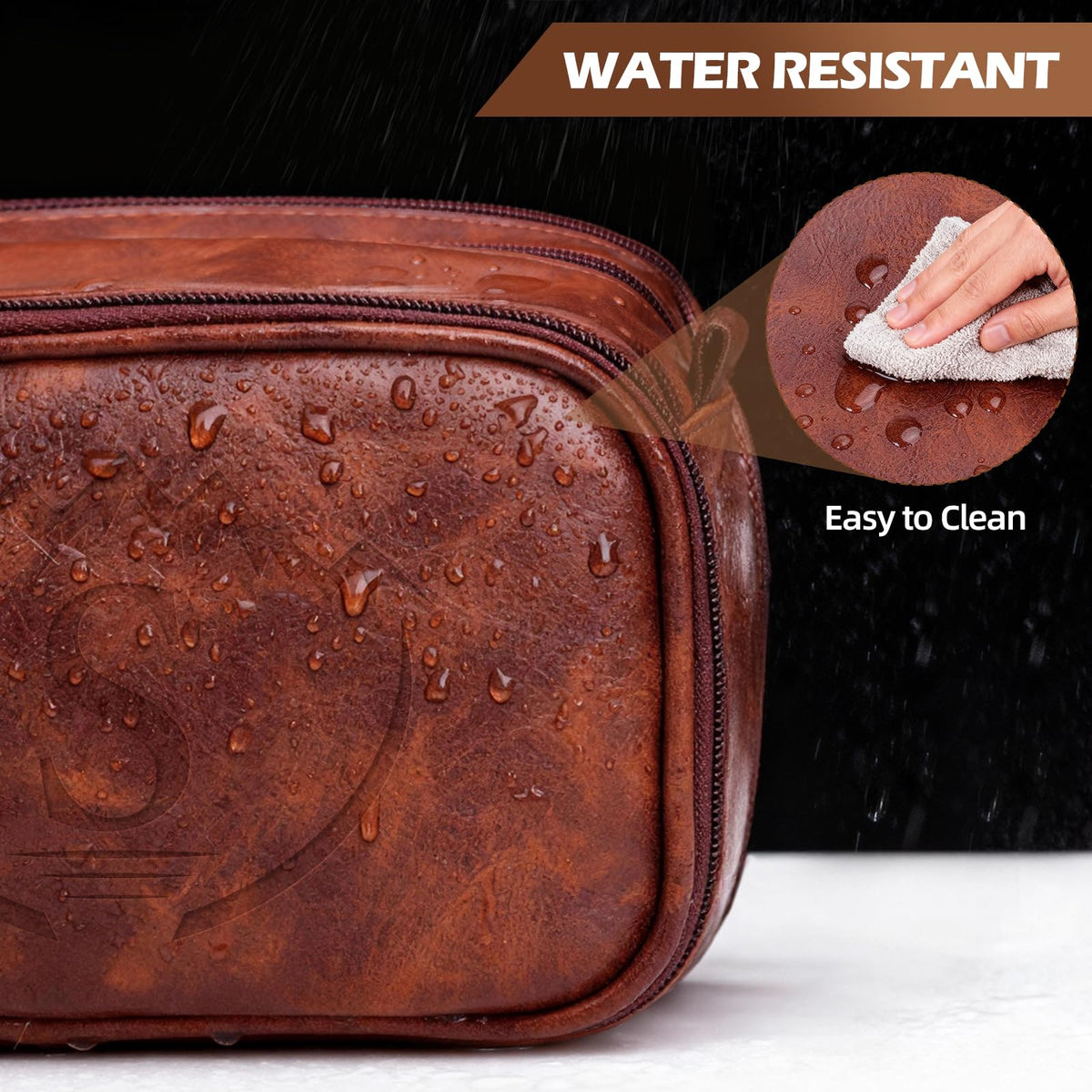 Personalized Groomsmen Gifts Travel Toiletry Bag for Men, Engraved Monogrammed Initial PU Leather Water-Resistant Shaving Bag, Traveling Essentials for Adults Man Dad Husband Boyfriend Groomsmen,S