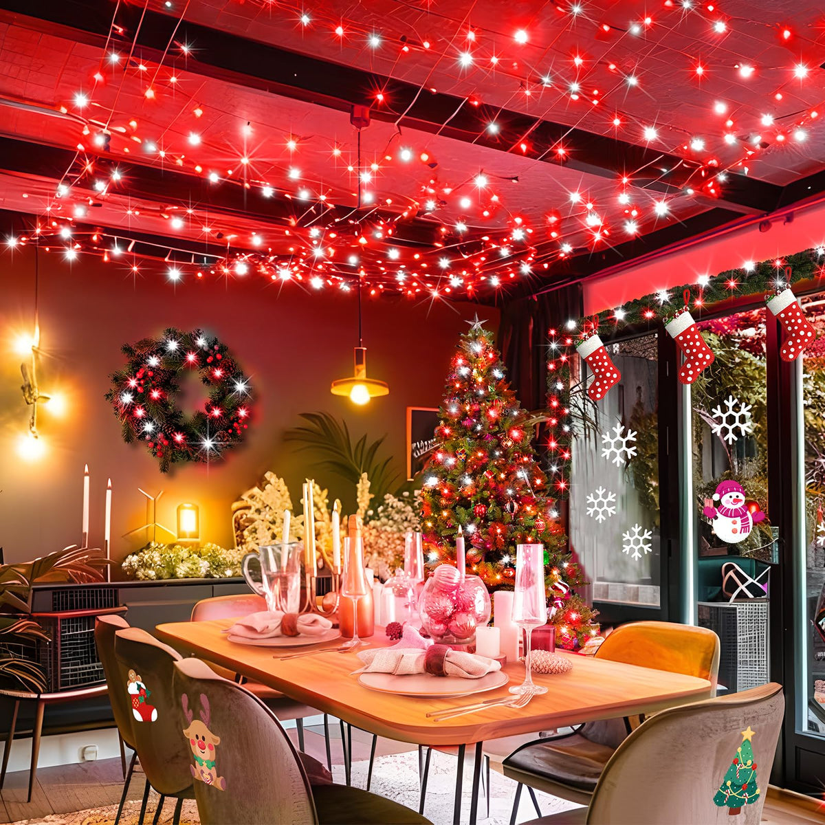 KNONEW 403ft 1000 LED Christmas String Lights Outdoor 8 Modes & Timer Fairy Light Plug in Waterproof for Xmas Yard Tree Wedding Party Holiday Decorations (Red and White)