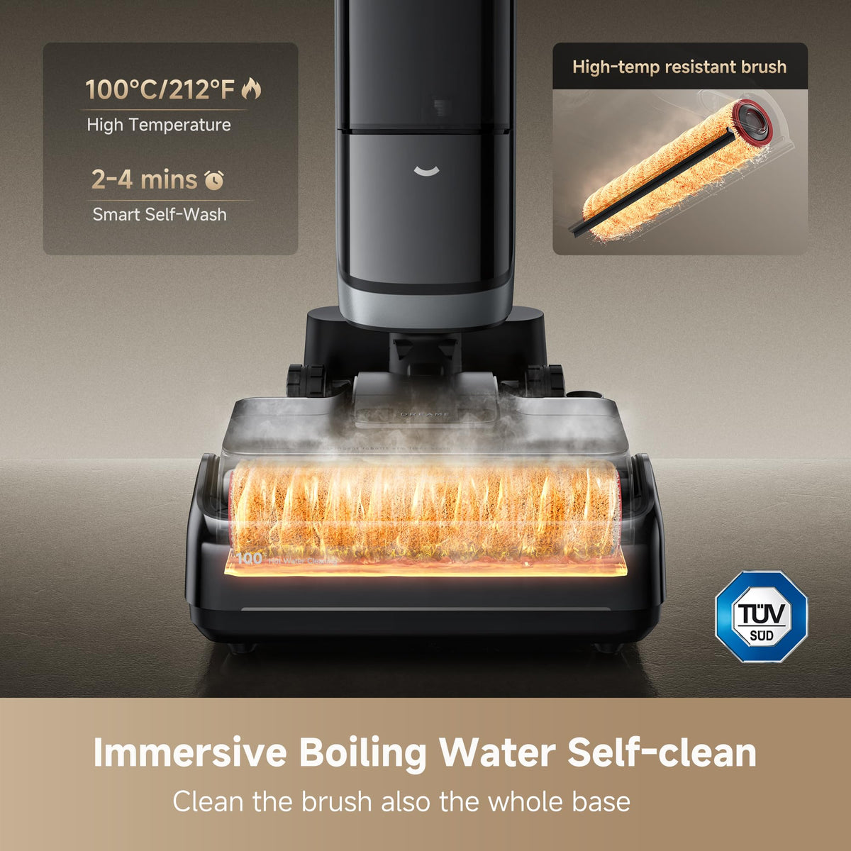 DREAME H15 Pro Heat Wet Dry Vacuum Cleaner, 185°F Hot Water Floor Cleaning, Cordless Vacuum Mop with GapFree AI Robotic Arm, 22KPa Suction, 0 Hair Tangle, 212°F Self-Clean, 194°F Hot Air Drying