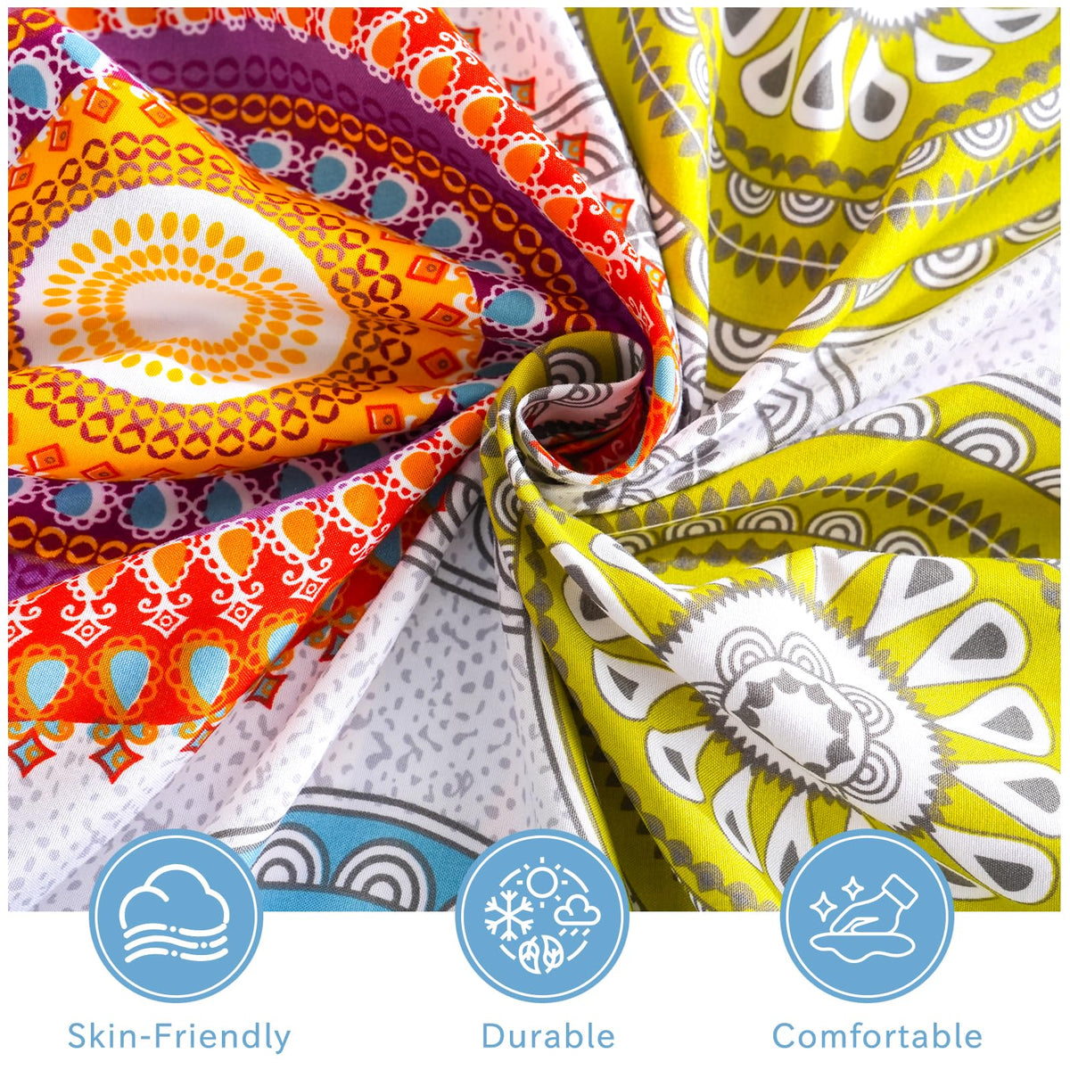 Bedlifes Queen Size Extra Deep Pocket Sheet Sets - Fits Mattresses Up to 18-24" Thick, 4-Piece Microfiber Set with 1800 Thread Count, Soft, Smooth, Breathable, Featuring Mandala Patterned