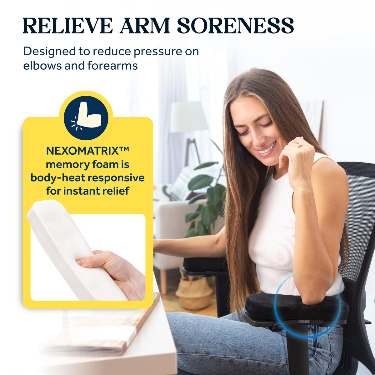 WESTERN COMFORT Thick Armrest Pads - Memory Foam Office Chair Arm Pads - Arm Rest for Desk Chair & Gaming Chair Armrest Pads - Chair Arm Covers - Elbow Support