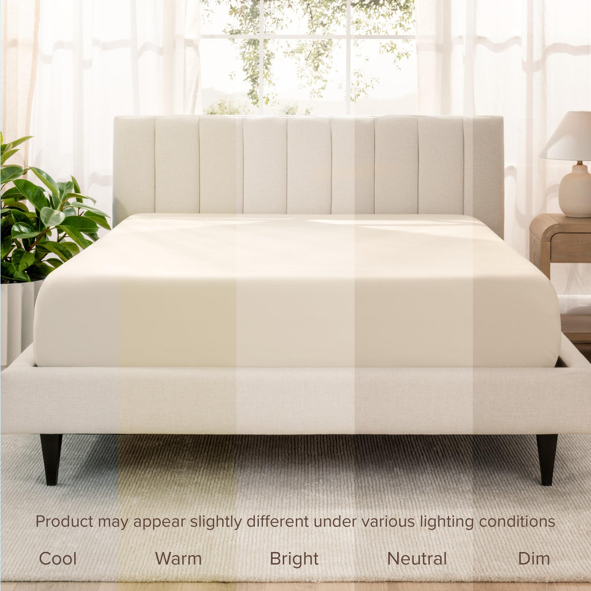 Bare Home 100% Organic Cotton Sateen Fitted Sheet - 400 Thread Count - Smooth Sateen Weave - Breathable & Cooling - Hotel Luxury - Durable Fitted Sheet - Deep Pocket (King, Sand)