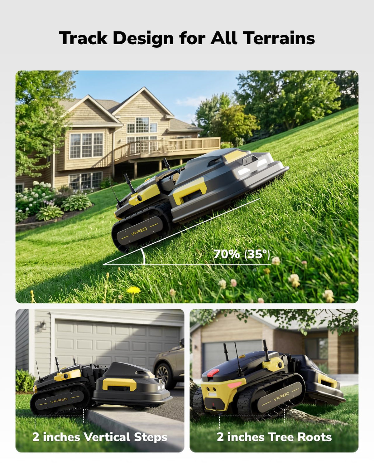YARBO Robot Lawn Mower for Large Yard up to 6 Acres, Perimeter Wire Free, Modular Design, 1.2"-4.0" Cutting Height, 70% Slopes, Auto Recharging, AI Vision & RTK for Navigation