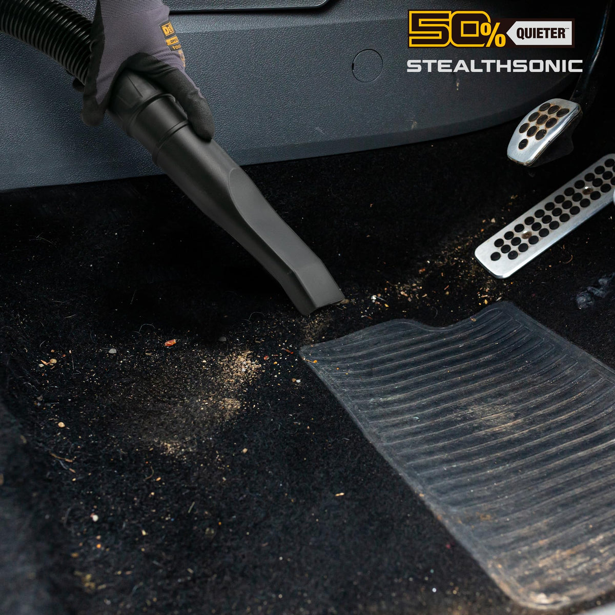 DEWALT 10 Gallon 5.0 Peak HP STEALTHSONIC Shop Vacuum Wet and Dry, Ultra Quiet Wet Dry Vac, Ideal for Jobsite, Garage, Car & Workshop, DXV10P-QT with Attachments & Powerful Suction, Portable Cleaning