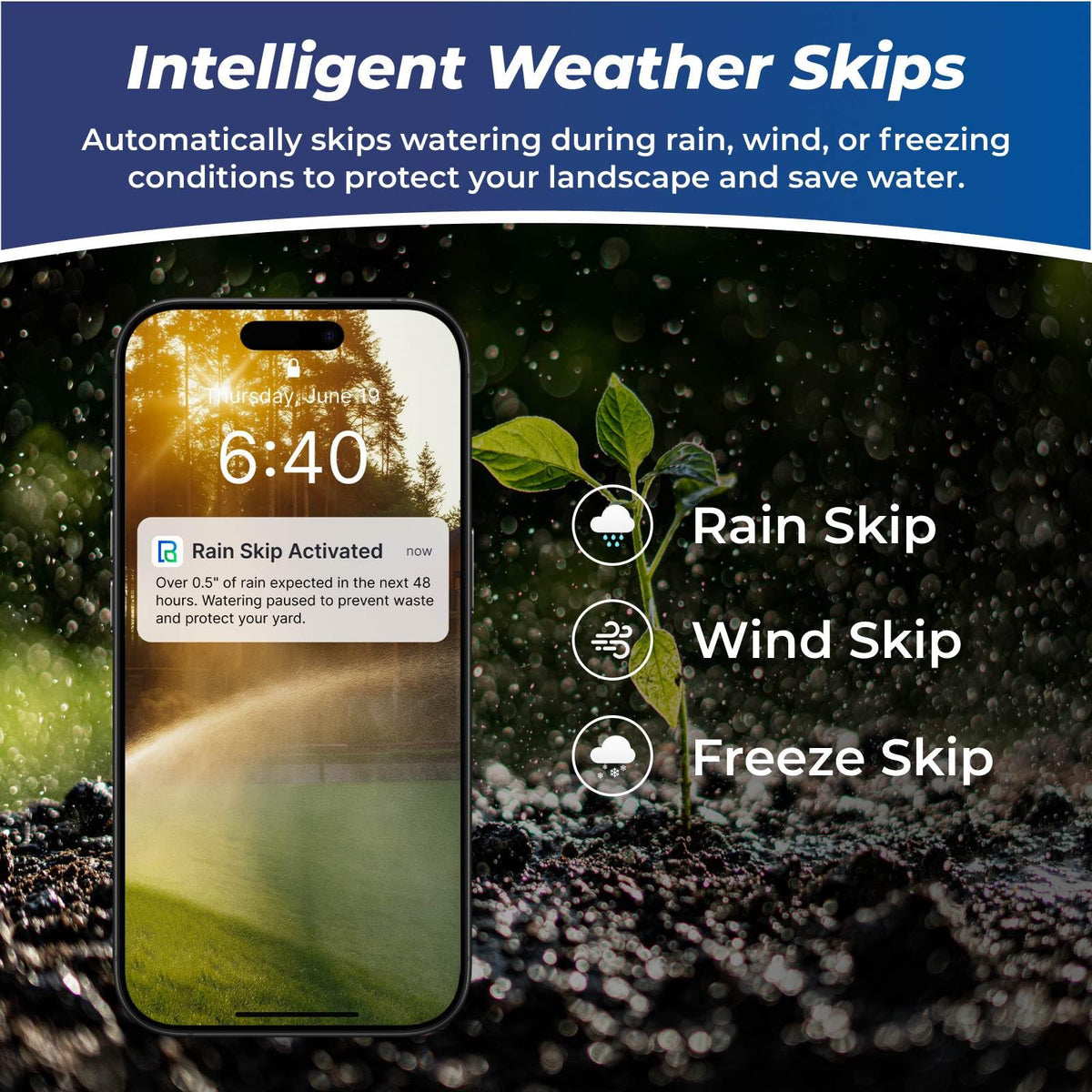 Remo Garden Smart Sprinkler Controller – 6 Zone WiFi Irrigation Controller with App, Weather-Based Scheduling, Easy DIY Setup