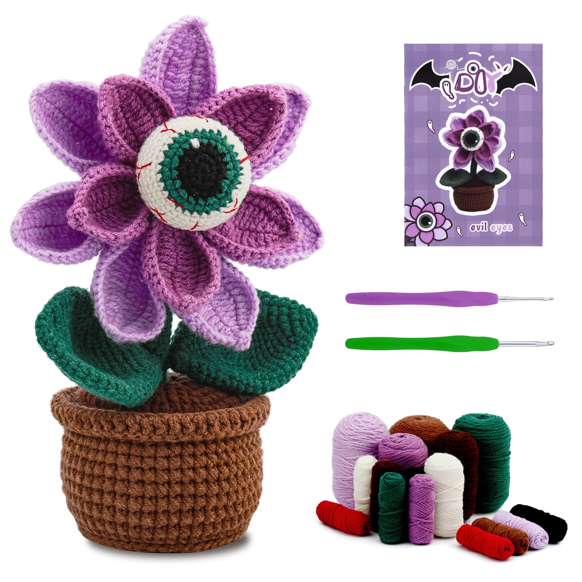 kgxulr Crochet Kit, Big-Eyed Knitting Kit for Beginner, Crochet Starter Kit for Complete Beginners Adults, Crocheting Knitting Kit with Step-by-Step Video Tutorials