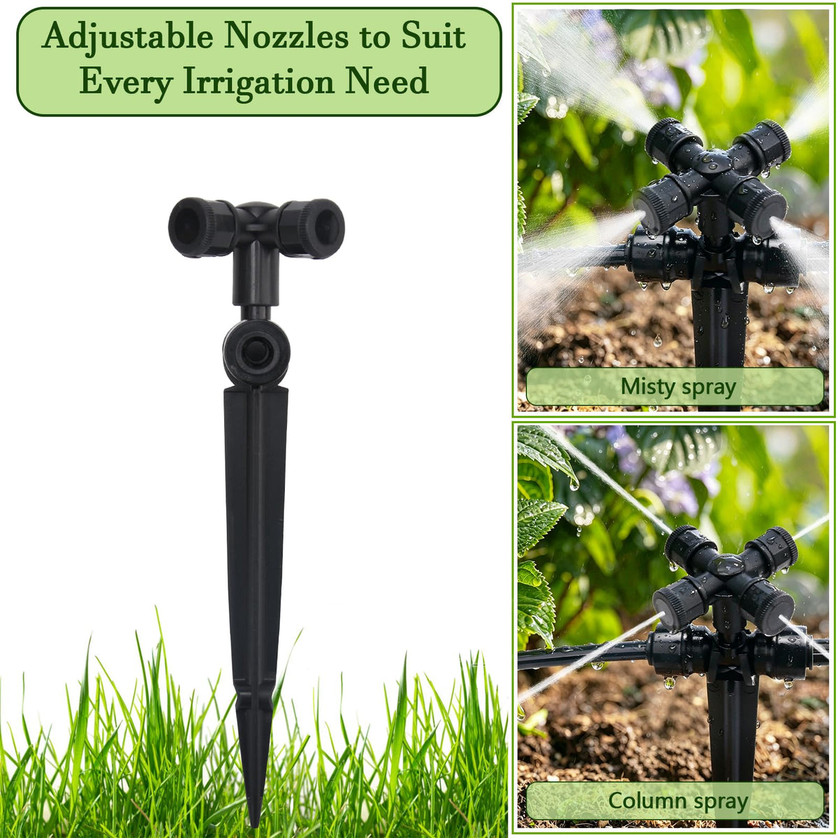 50FT Drip Irrigation System Kit, Garden Watering System with Quick Connectors 1/4 inch Drip Tubing & Quick Connect Fittings Adjustable Mist, Watering System for Outdoor Plants