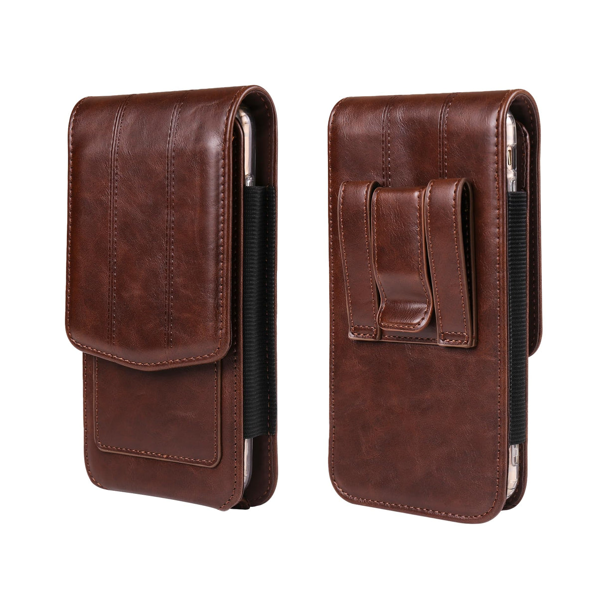 Cellphone Pouch Waist Men, Leather Cell phone Waist bag with Card Holder Leather, 6.5" Men's Waist Holster Waterproof Belt Clip Holder Wallet Waist Pocket Purse Smartphone Carrying Case Bum Bag