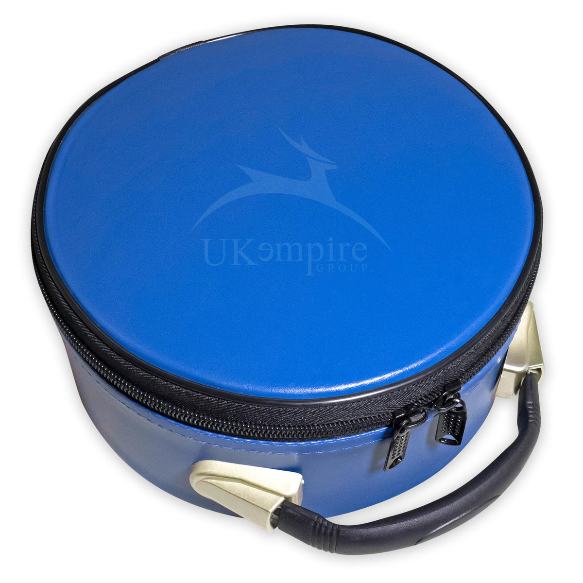 UK EMPIRE GROUP Premium Masonic Crown Cap Case Leather – Freemason Hat Storage Carrying Box, Blue (Plain)