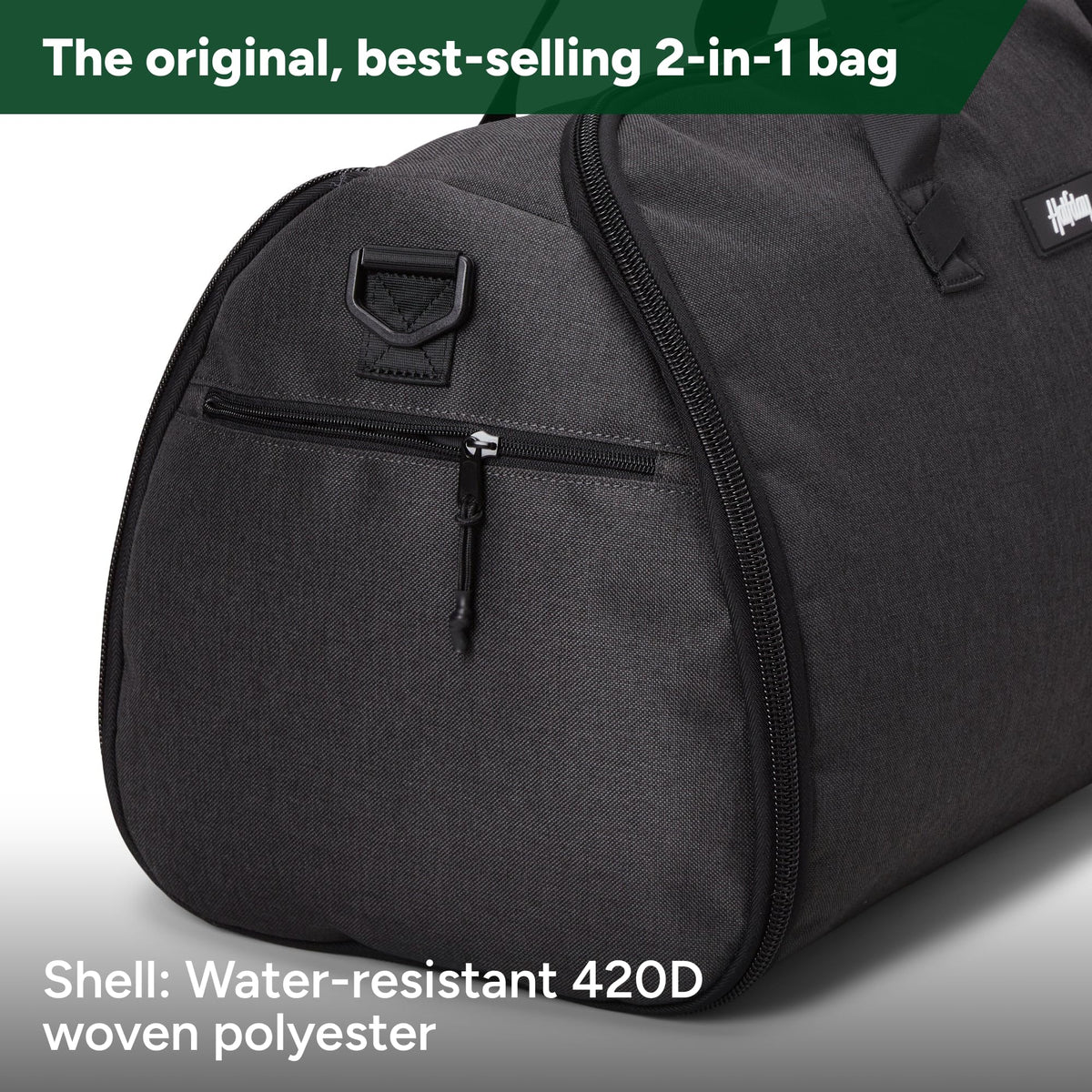 Halfday Convertible 2-in-1 Garment Duffel Weekender Bag 45L: Wrinkle-Free Travel (Hanging Suit Compartment, Shoe Pockets, Trolley Sleeve), Durable & Water-Resistant Carry-on, Shadow