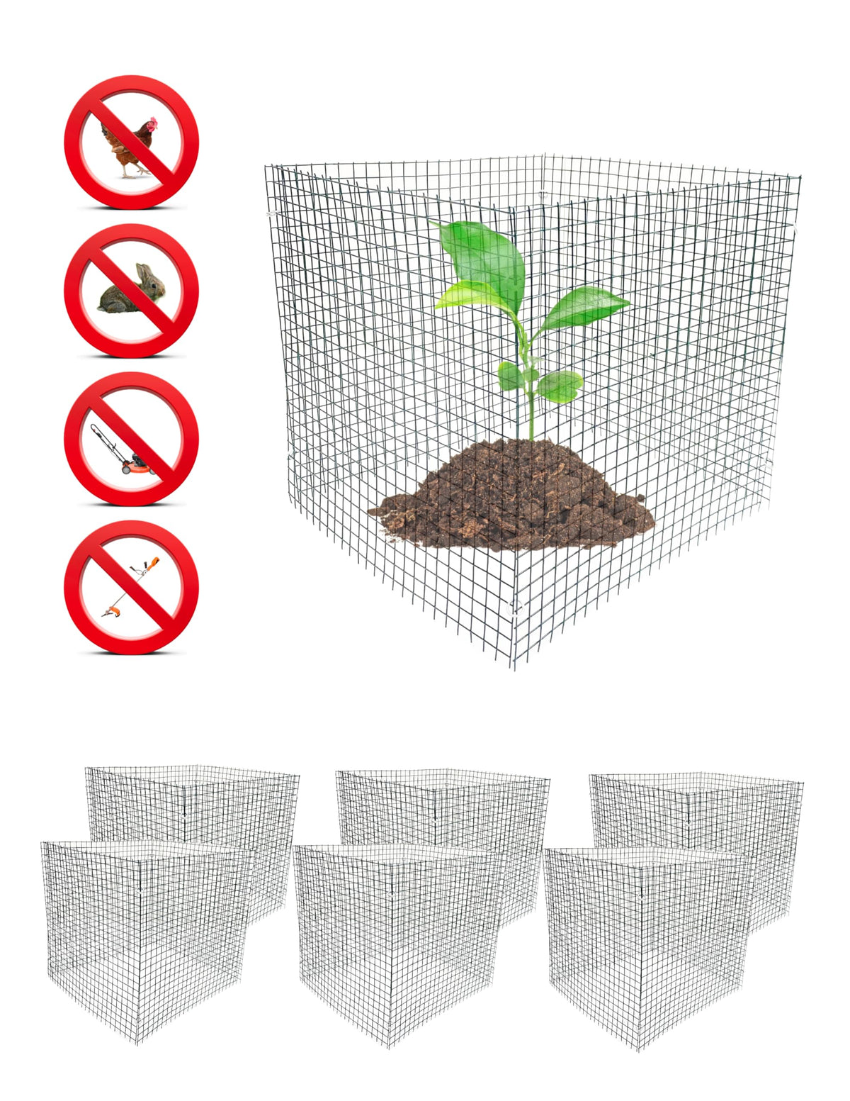 6 New Small Wire Plant Protectors, 12" Square, 12" high (Vinyl Coated Rust Resistant Wire)