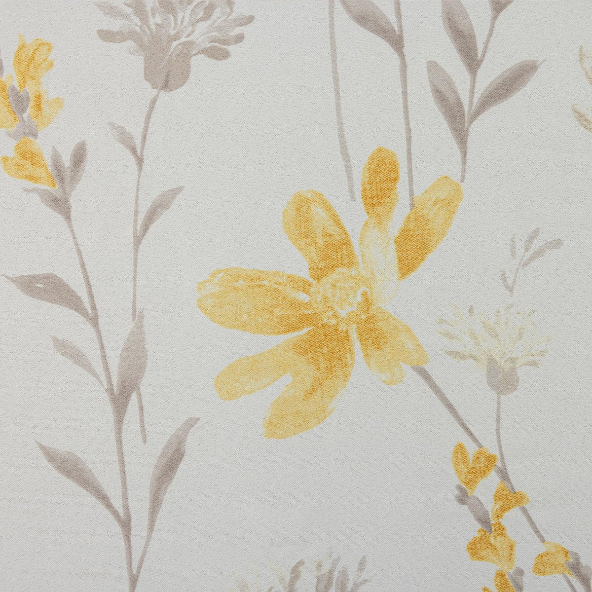 SUOUO Yellow Floral Blackout Curtains for Bedroom 84 inches Long Patterned Grey Leaf Thermal Insulated Window Drapes for Living Room 2 Panels