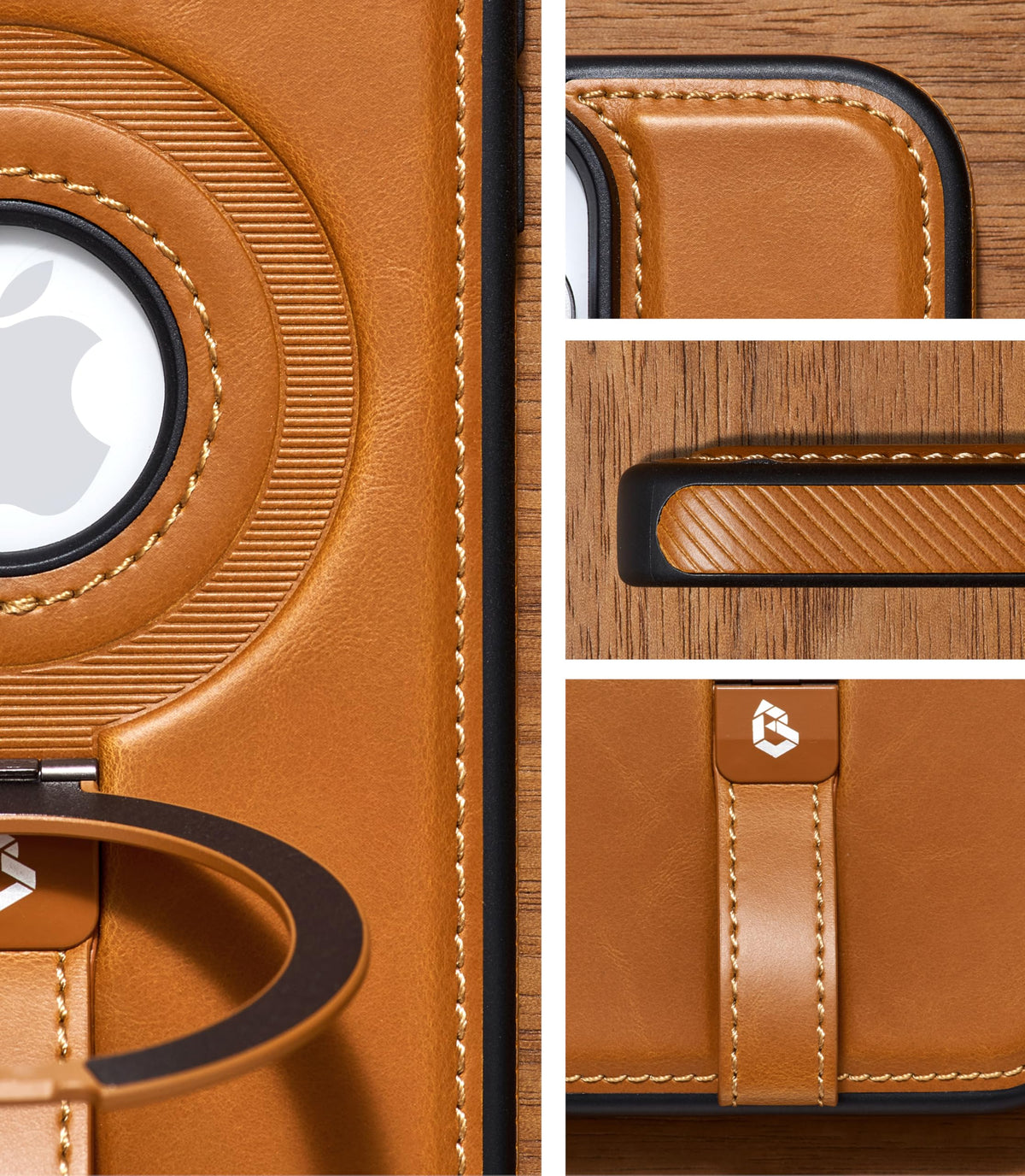 Butaiga for iPhone 16 Pro Max Leather Case with Stand, Anti-Slip Grip Ring, Fits for MagSafe (Brown, iPhone 16 Pro Max)