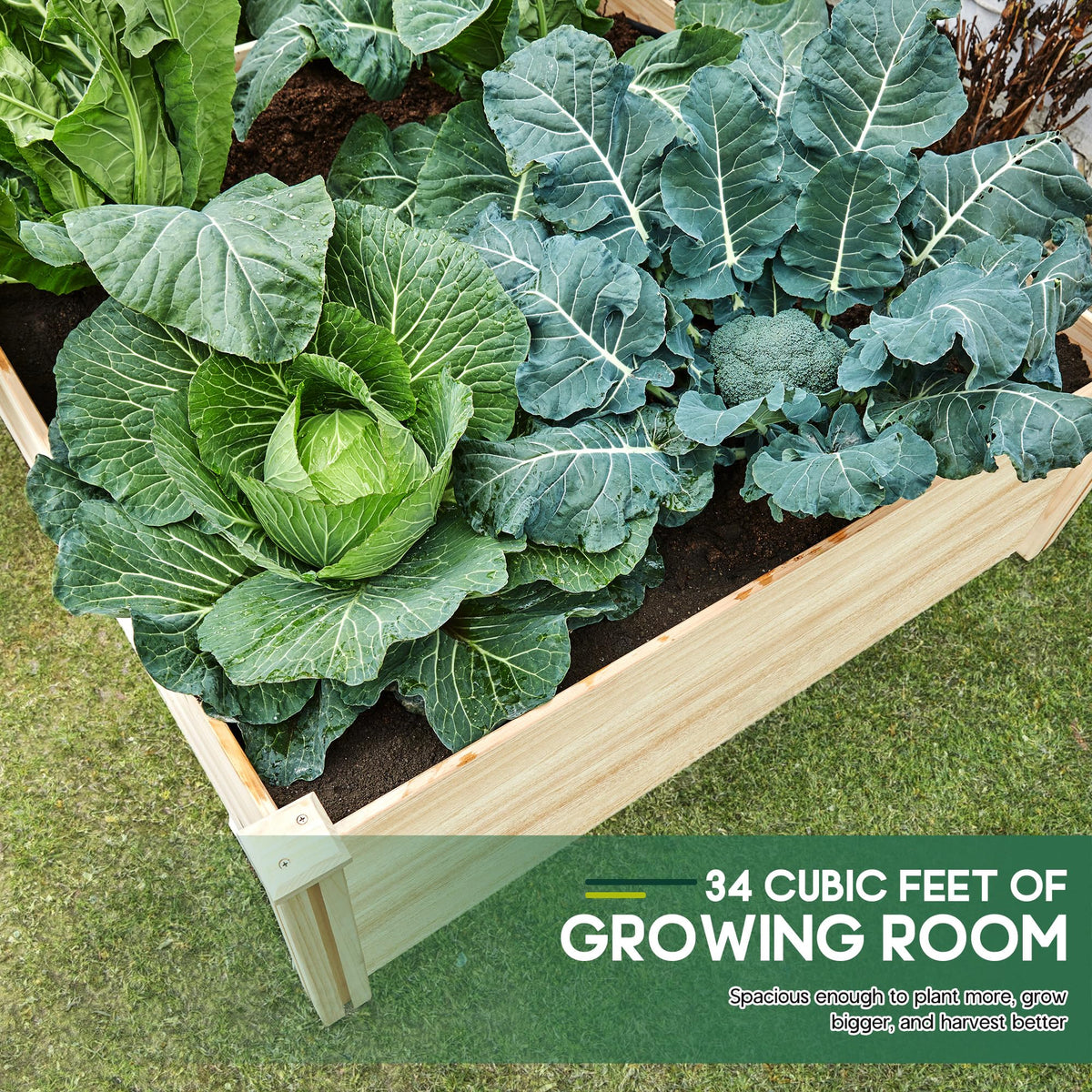 SPECRAFT 15 Inch Depth 8x4 FT Deep Wooden Raised Garden with Open Base, Extra Large Planter Box for Deep-Rooted Plants, Ideal for Outdoors, Patio, Backyard