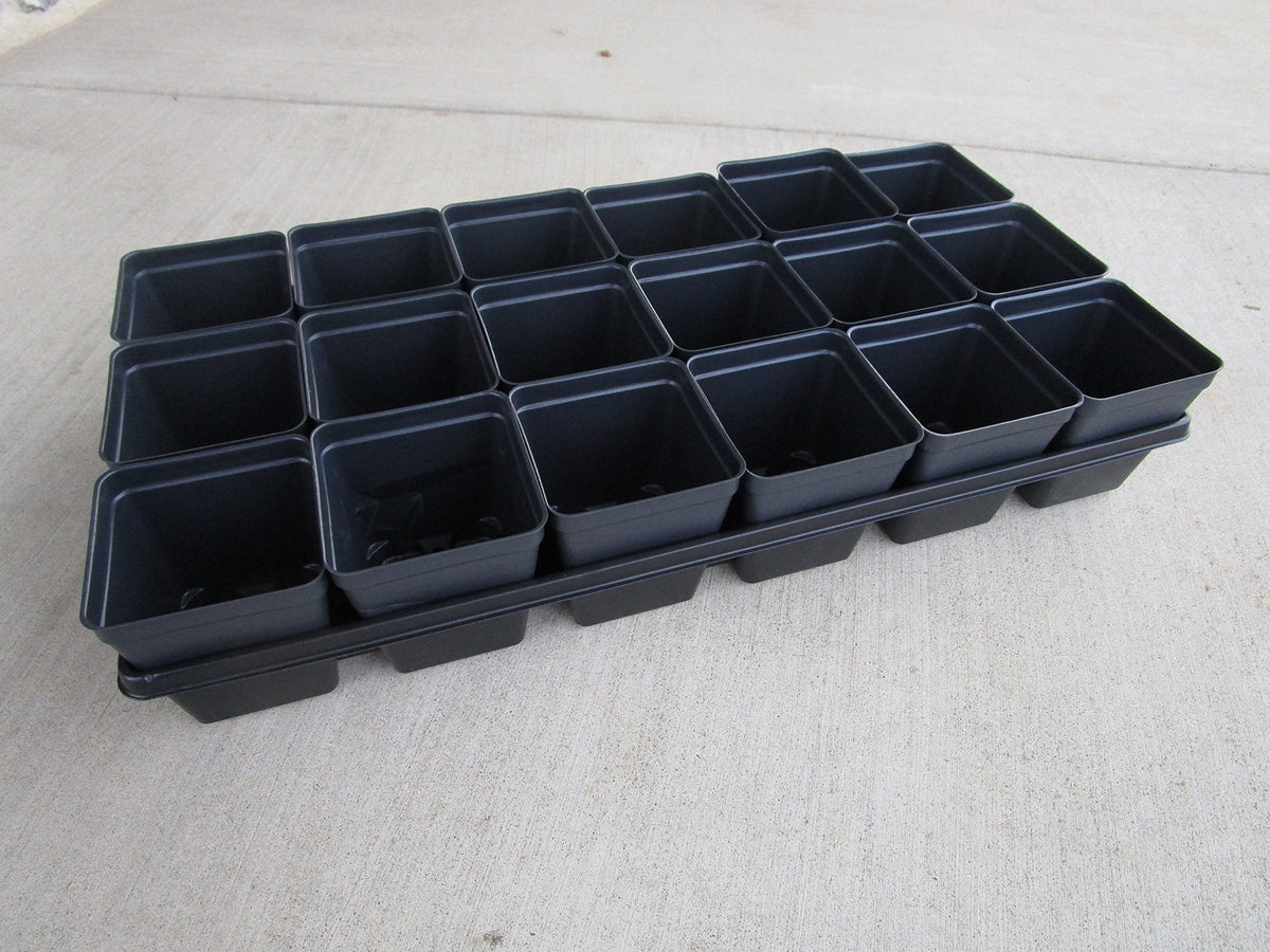 Landmark Plastics Set of 3 Trays Plus 54 POTS - 3.5" Square pots