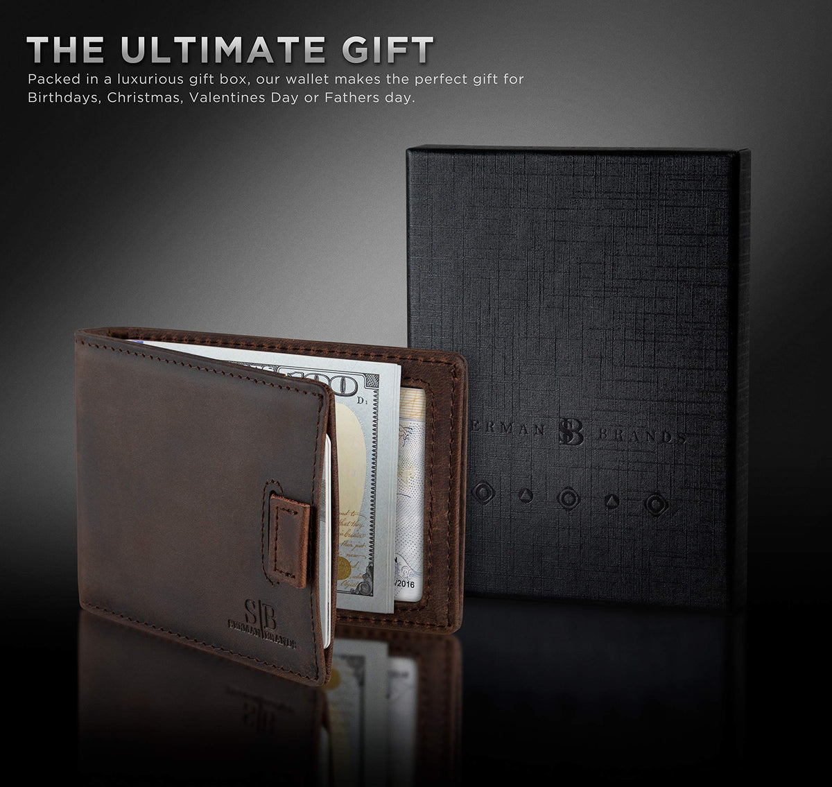 RFID Blocking Slim Money Clip Wallet – Leather Bifold Front Pocket Minimalist Mens Wallet with Money Clip for Men, Small Credit Card Holder Wallet - Travel Wallet with Gift Box