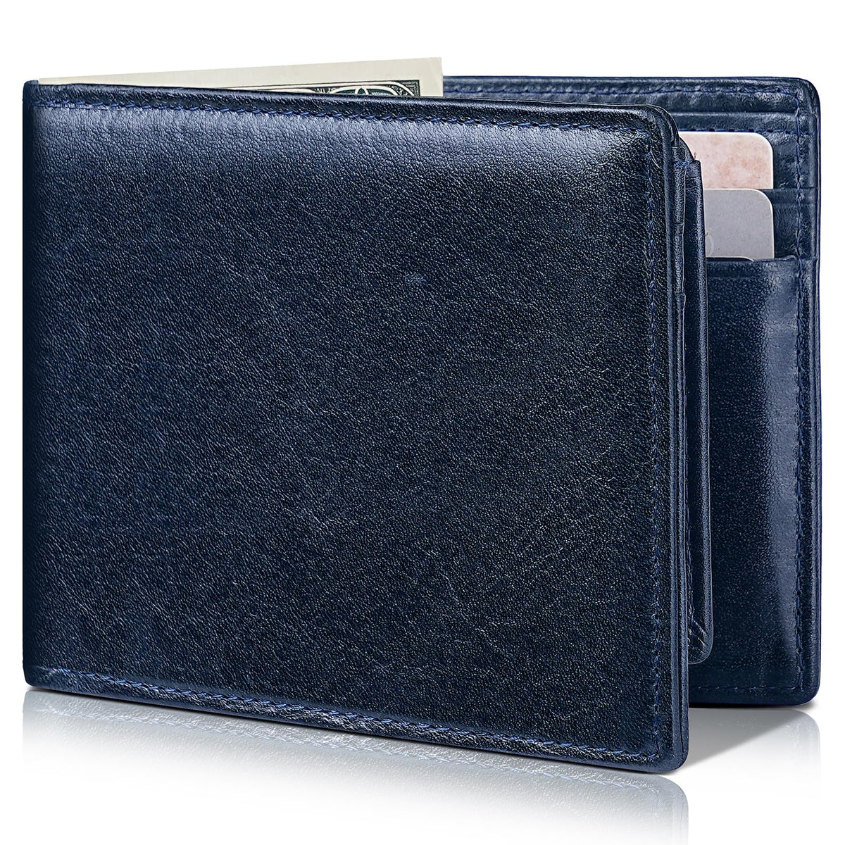 Artpaxy Mens Wallet Bifold Genuine Leather RFID Blocking Wallet for Men with 2 ID Windows 12 Card Holders 2 cash pockets 1 Gift Box