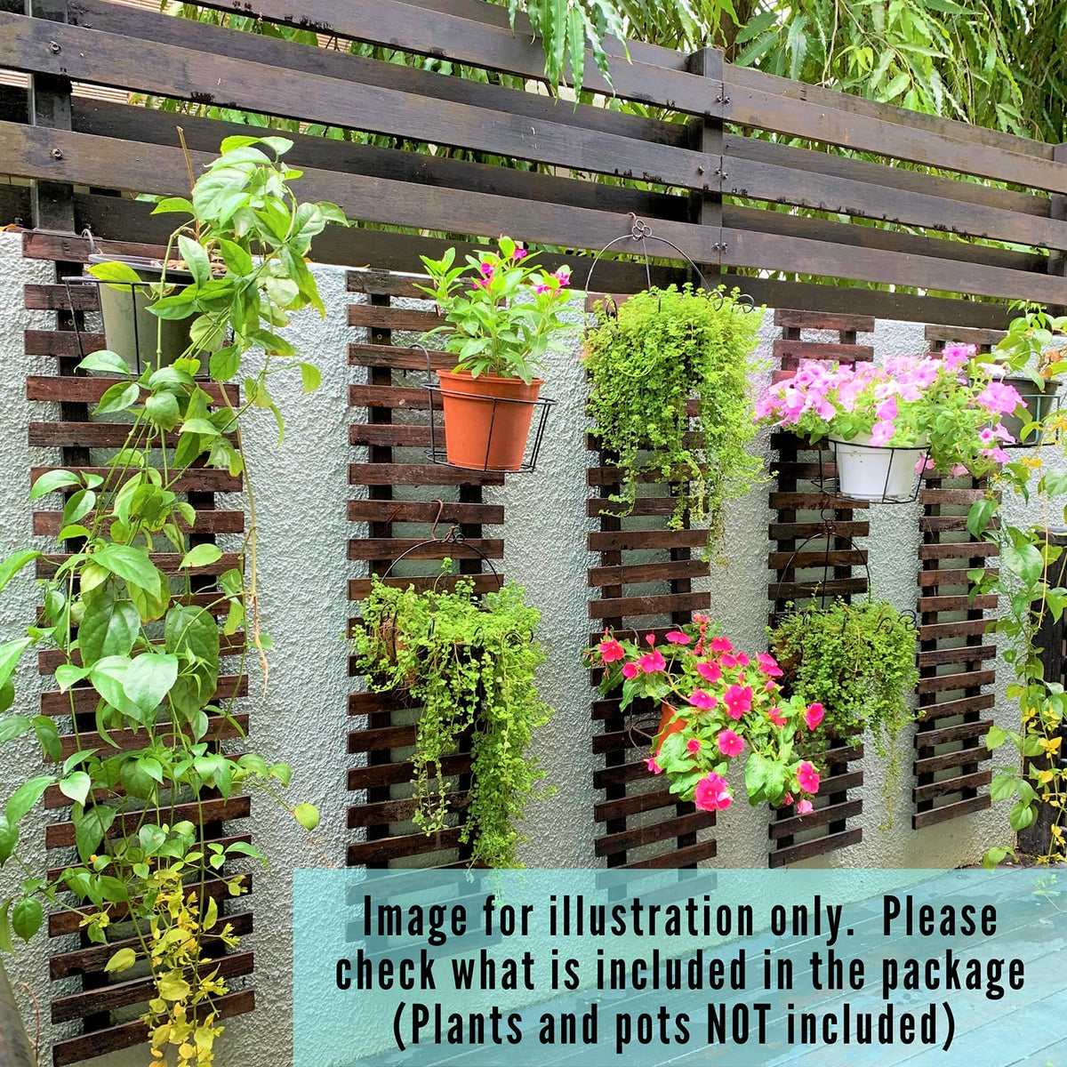 ShopLaLa Wall Planter - Hanging Wooden Wall Planter for Indoor Outdoor Plants, Vertical Garden, Plant Wall Mount Planter, Air Plant Succulent Holder for Flower Pot Display Hanger Frame 47.2" (120cm)