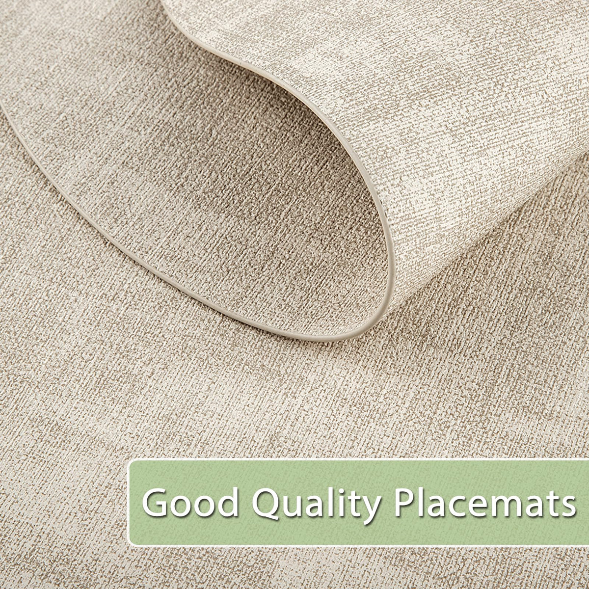 BARTHKIT Placemats for Dining Table Set of 6 Non-Slip, Heat Resistant Oval Leather Placemat Double Layer, Waterproof Table Mats Easy to Clean for Kitchen Dining Room Coffee Office Table, Beige