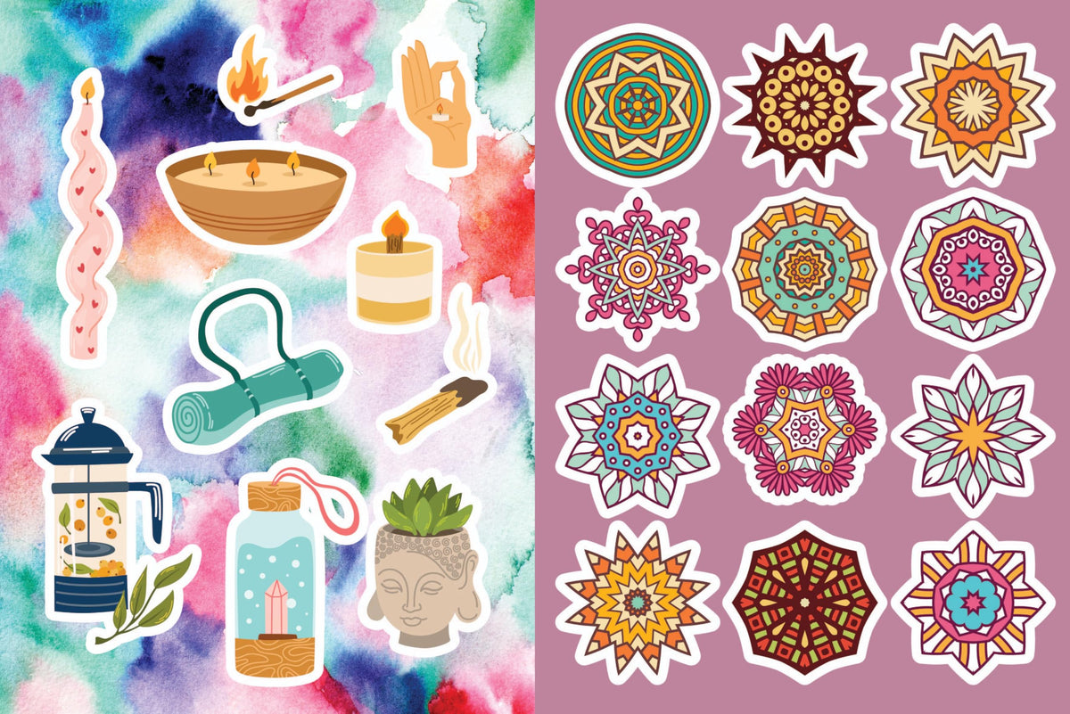 Calming, Meditative and Mindful Sticker, Color & Activity Book: Over 500 Beautiful Stickers (Sticker Activity Deluxe Editions)