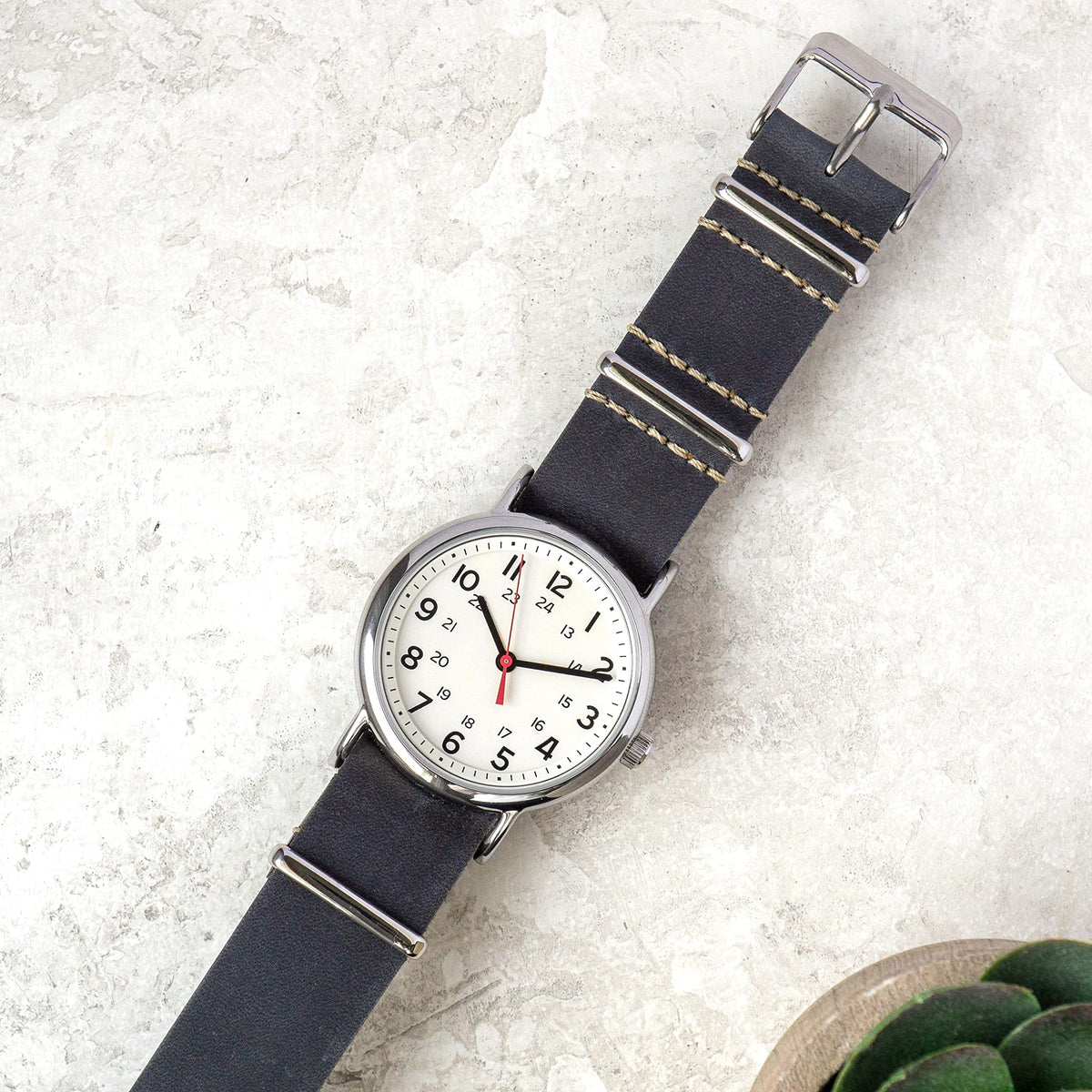 Benchmark Basics Leather Watch Band - Crazy Horse Oiled Leather One-Piece Watch Straps for Men & Women - Choice of Color & Width - 18mm, 20mm, 22mm or 24mm (18mm, Dark Grey)
