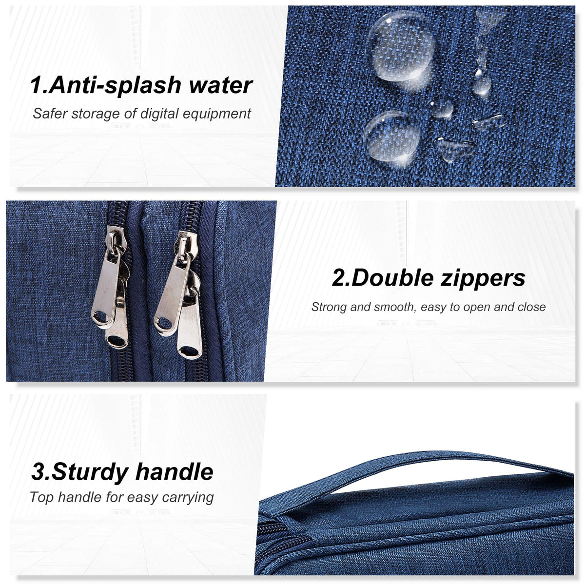 SELLYFELLY Electronic Bag Travel Cable Accessories Bag Waterproof Double Layer Electronics Organizer Portable Storage Case for Cable, Cord, Charger, Phone, Adapter, Power Bank, Kindle, Hard Drives