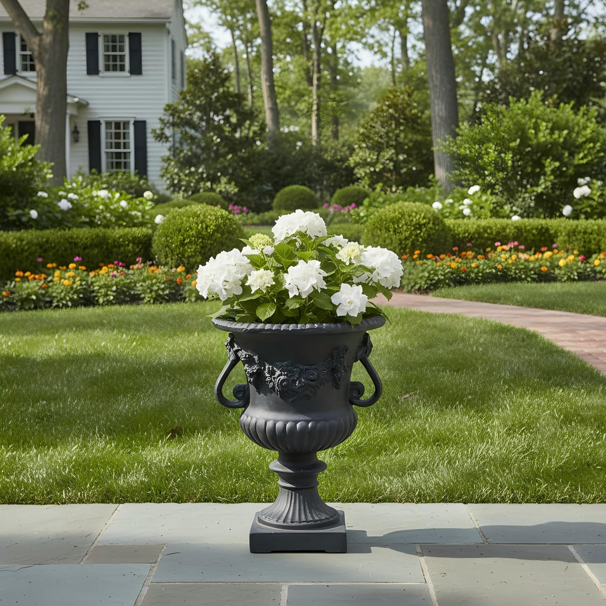 Merax 24 Inches Tall MGO Garden Urn Planter, Lightweight Concrete Decorative Outdoor Urn for Patio, Backyard & Garden, Antique Black