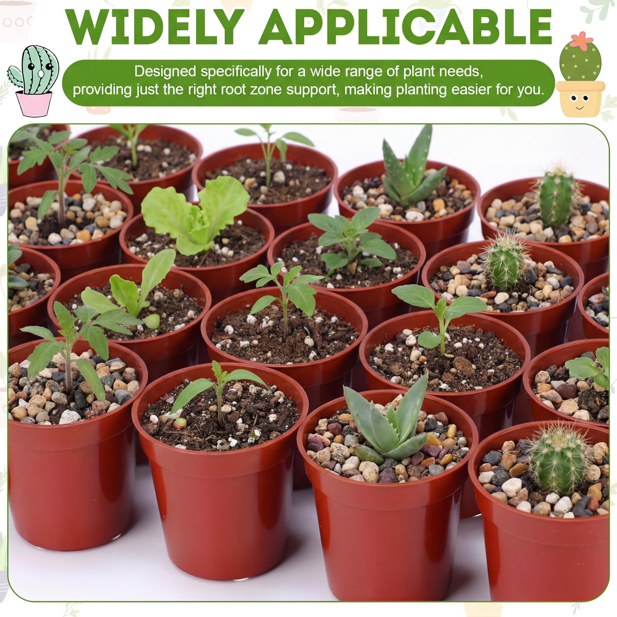 Domensi 400 Pcs 2 Inch Brick Red Nursery Pots, Mini Plastic Plant Pot Nursery Seedling Pot with Drainage Holes for Seeds Starter, Indoor Outdoor Garden Vegetables Flowers Seedlings, Gardening Gifts