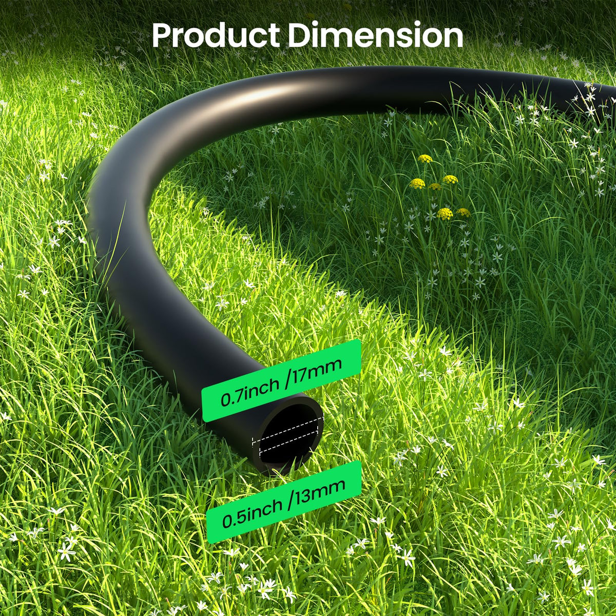 MIXC 1/2 Inch Drip Irrigation Tubing,100FT Main Tubing Hose, Flexible PVC Hose for Irrigation Parts Drip Emitters Drip Irrigation Systems, Black