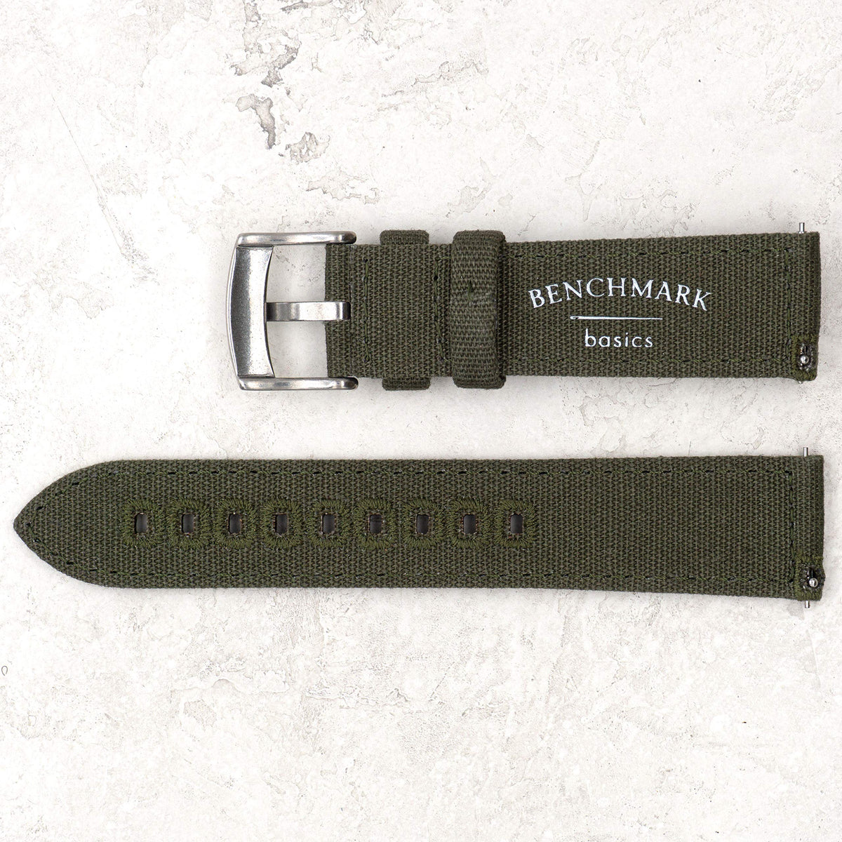 Benchmark Canvas Watch Band - Quick Release Cotton Fabric Watch Straps for Men & Women (22mm, Army Green)