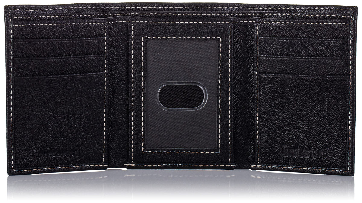 Timberland Men's Genuine Leather Rfid Blocking Trifold Wallet, Black, One Size