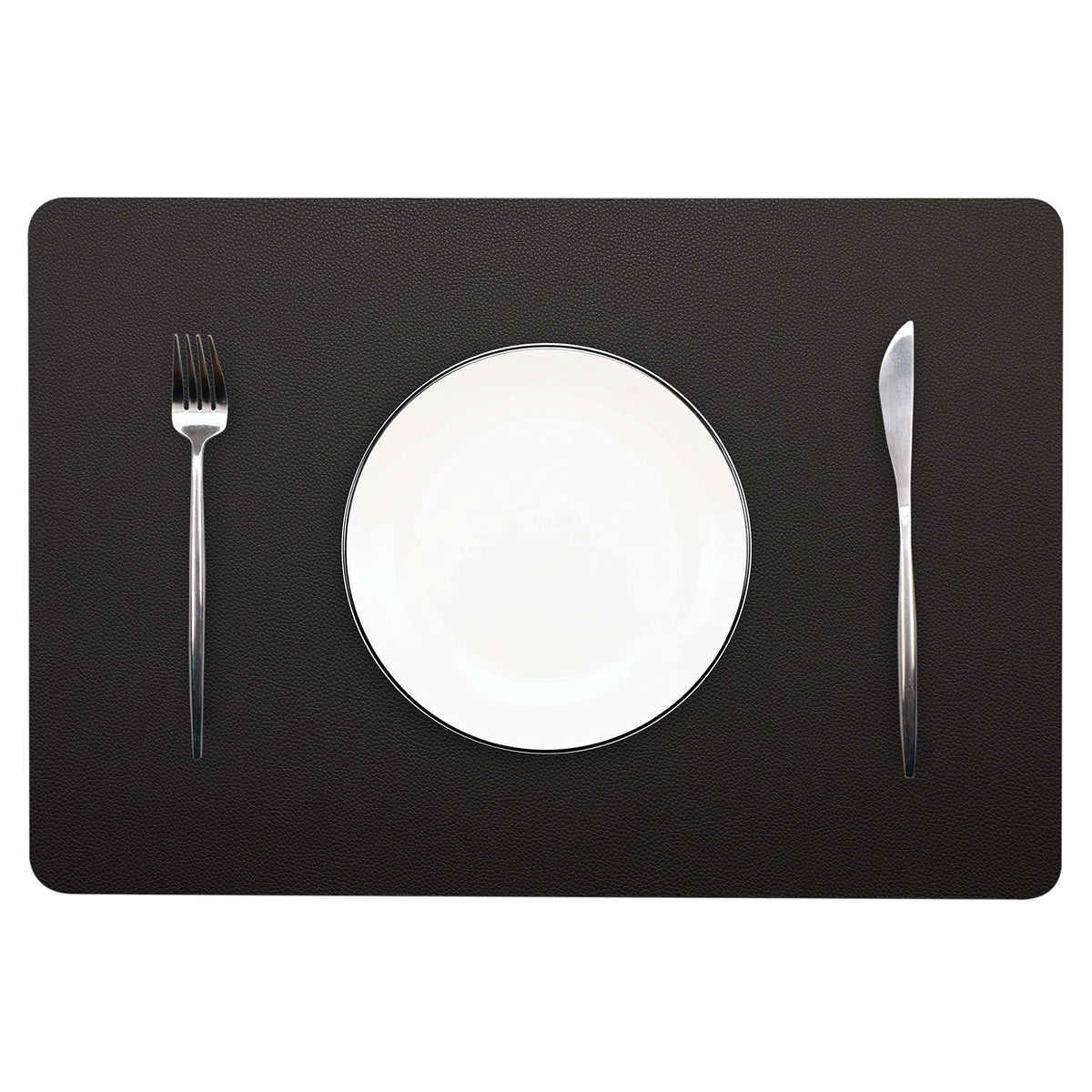 Wipeable Placemats Leather Table Mats Waterproof Heat-Resistant Easy to Clean for Dining Table Set Kitchen Table (6, Black)