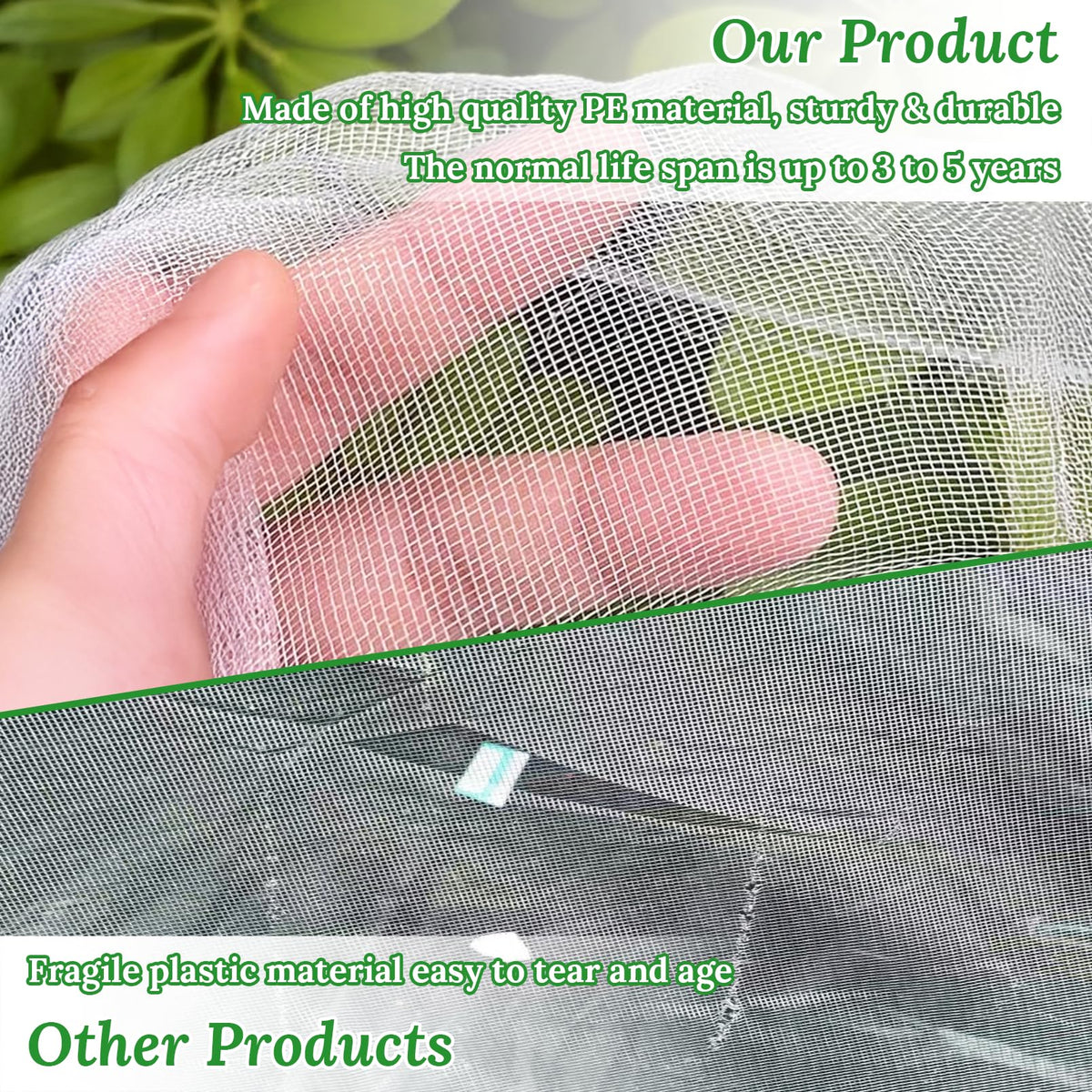 2 Pack Garden Netting for Raised Beds, 4.3x2FT Durable Ultra Fine Mesh Plant Covers with Drawstring to Keep Small Animals Pest Out,Raised Bed Bird Barrier Screen for Protecting Fruits Vegetables Crops