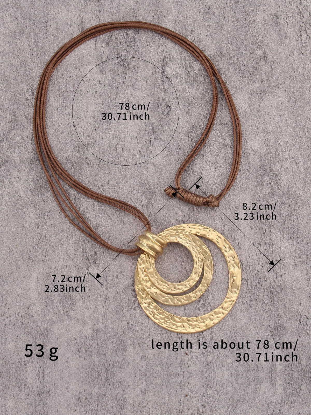 Bjesinmo Vintage Necklace for Women Long Leather Chain Necklace with Large Round Ring Statement Necklaces Hippie Jewelry